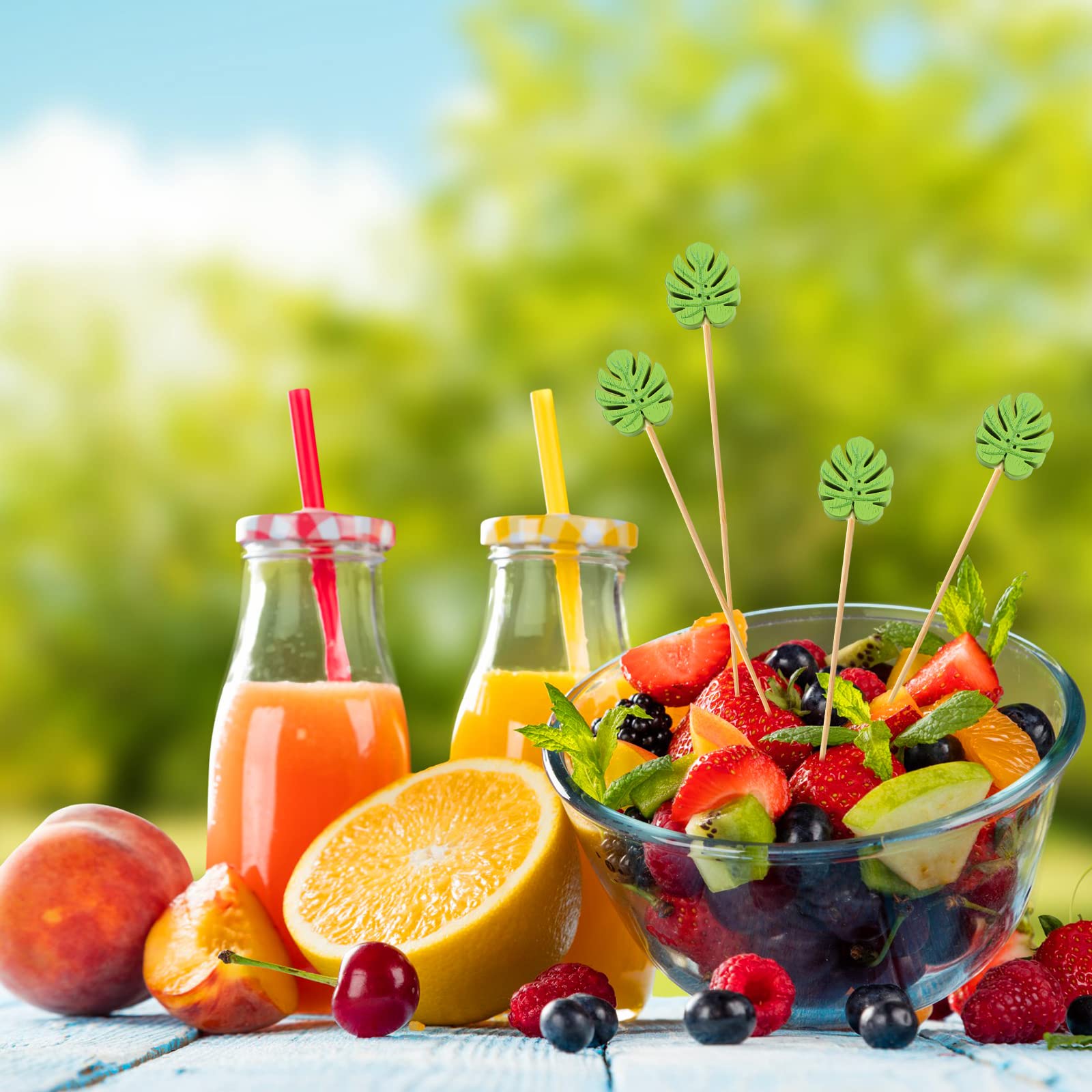 Tulip Cocktail Picks â€?Bamboo Toothpicks for Appetizers, Summer Party Skewers, Disposable Food Sticks 200 Pcs