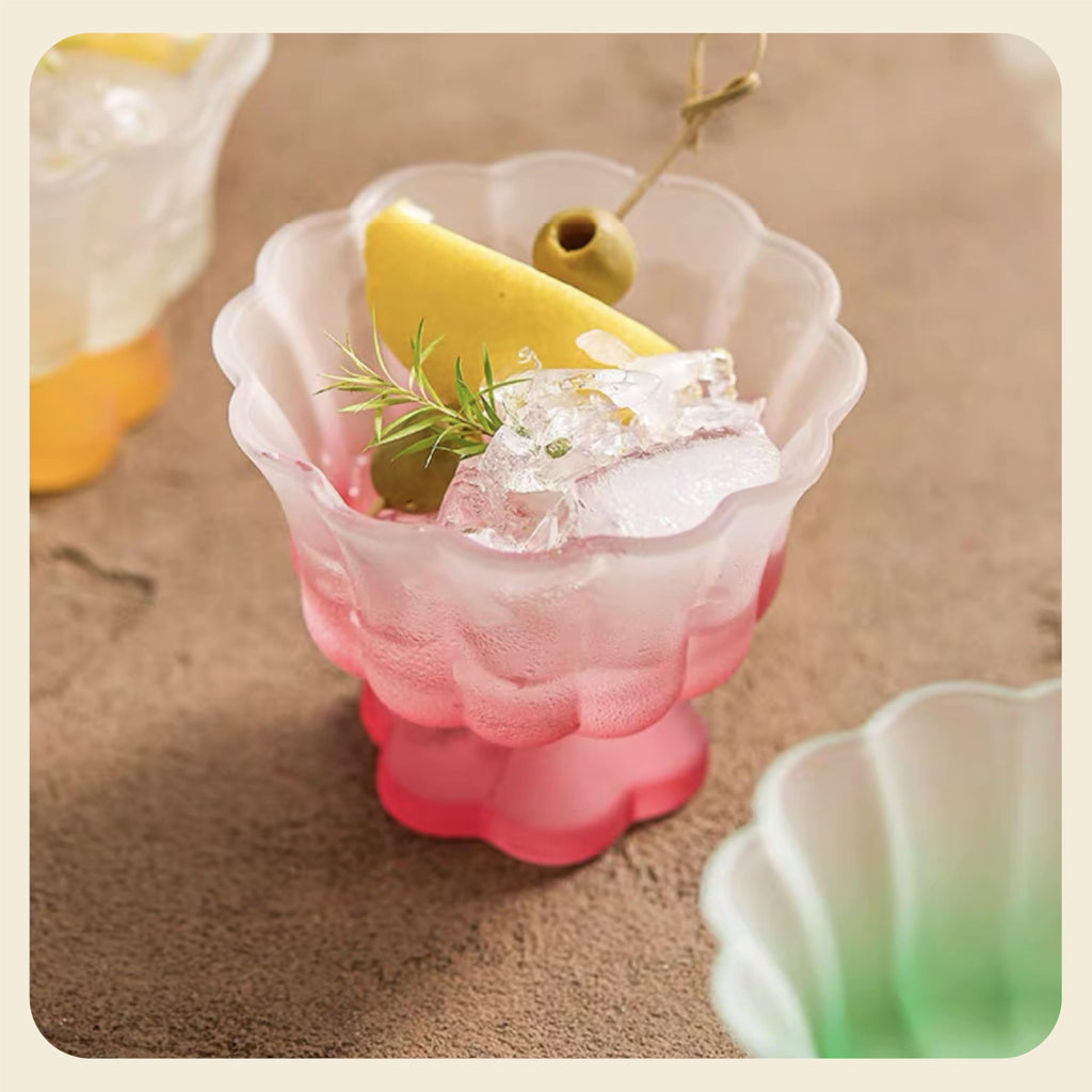 Matte Gradient Finish Glass Dessert Bowl with Heavy Base, 240ml (8.1oz)