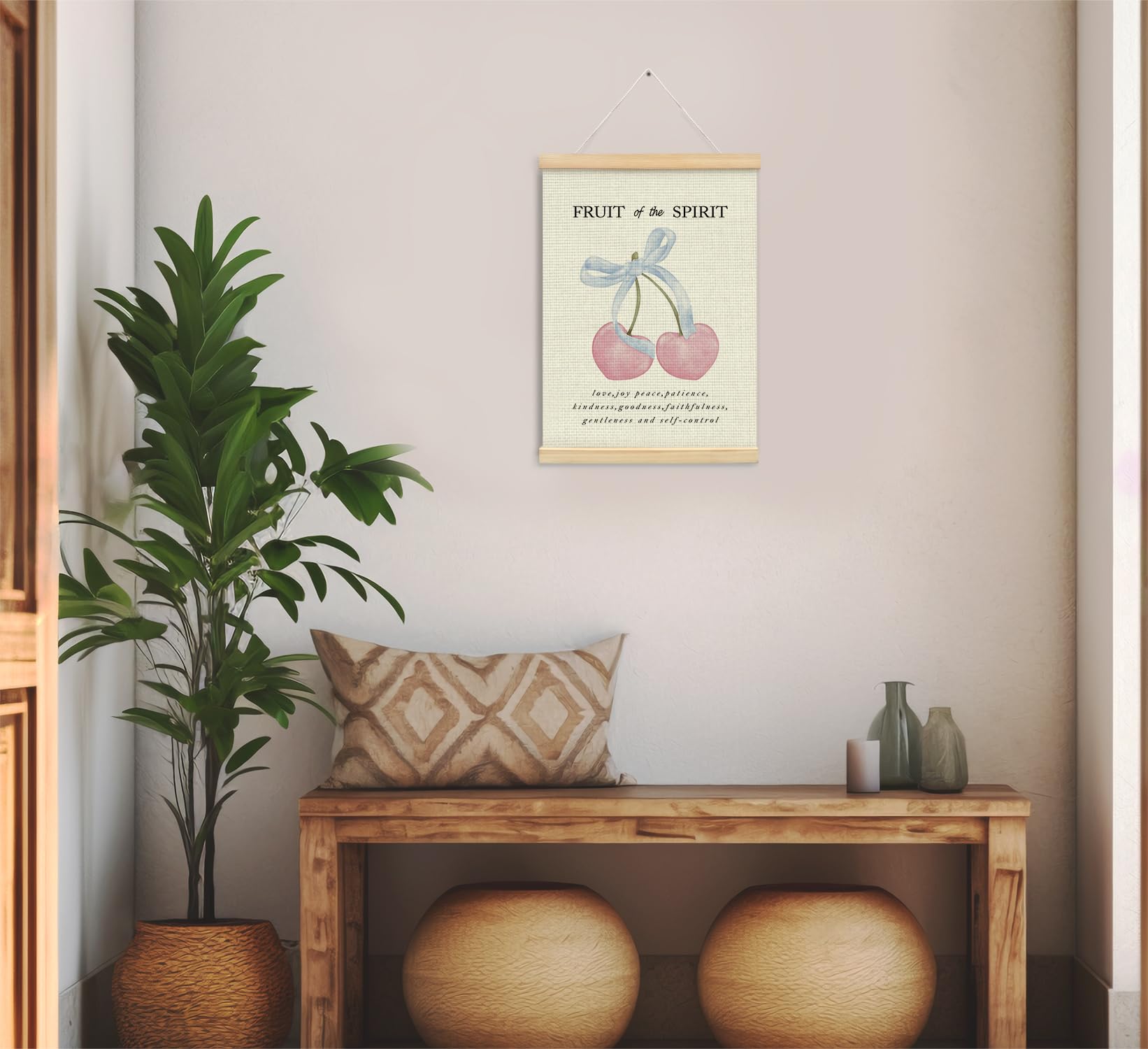 Trendy Bows Pink Coquette Scripture Wall Art Poster Hanger Frame, Christian Bible Verses Posters Wall Art Decor