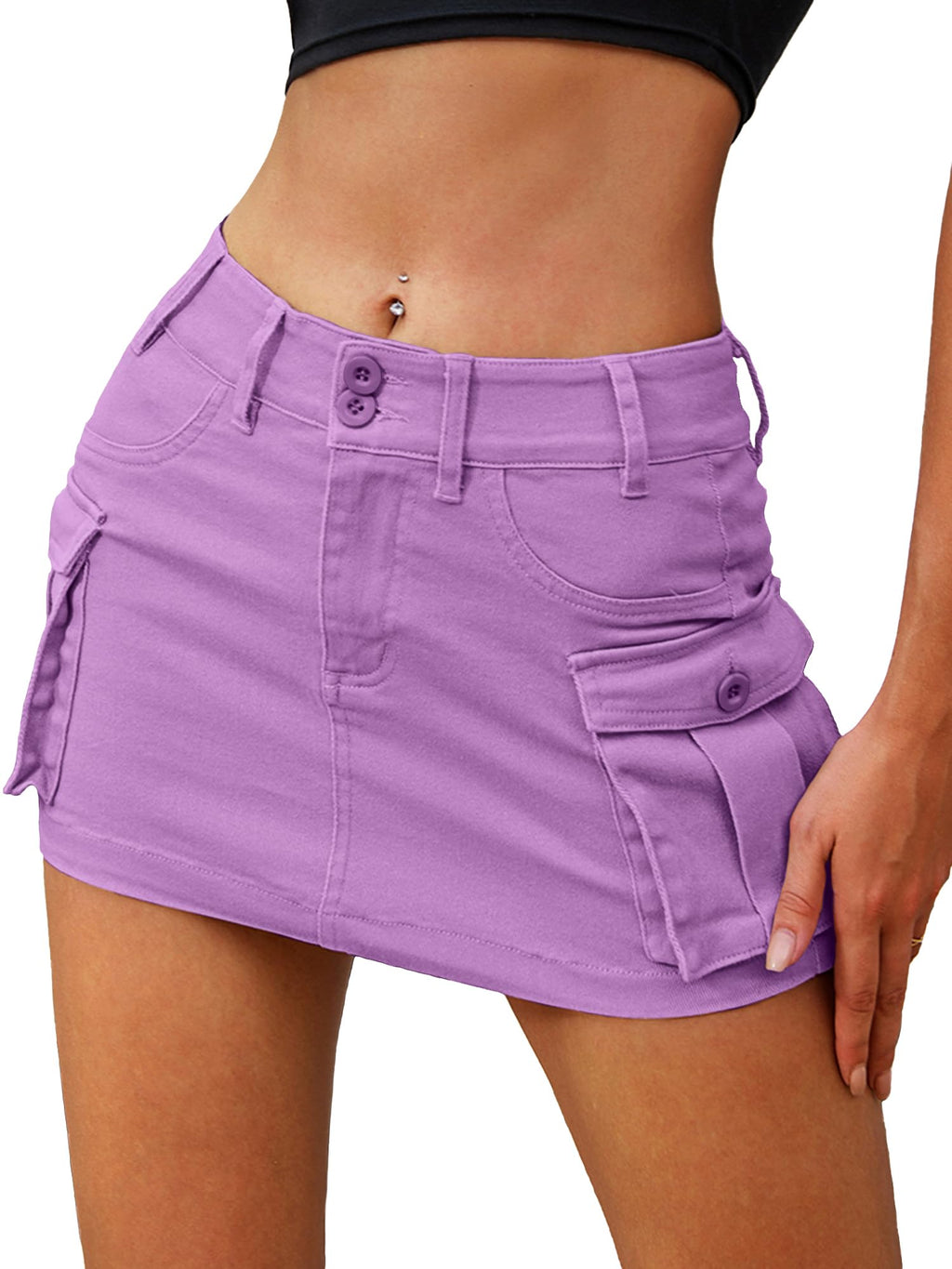 Low Waist Y2k Mini Skirt Cute Denim Skirt with Pockets