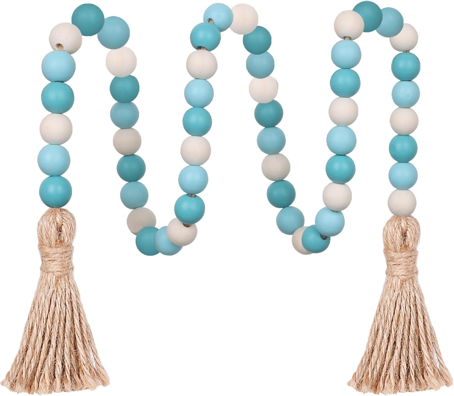 Wood Bead Garland,39in Farmhouse Beads with Tassels Boho Beads for Tiered Tray Decorative Beads Home Decor