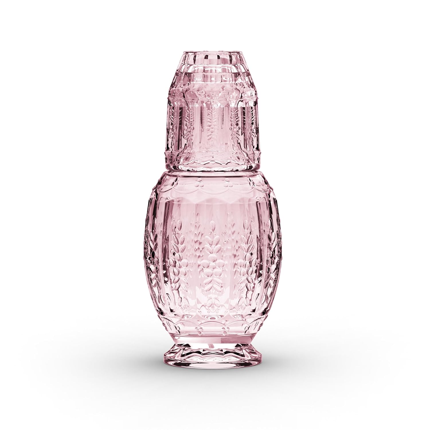 Pink/Purple Vintage Bedside Night Carafe Set with Glass Tumbler Perfect for Storing Liquid