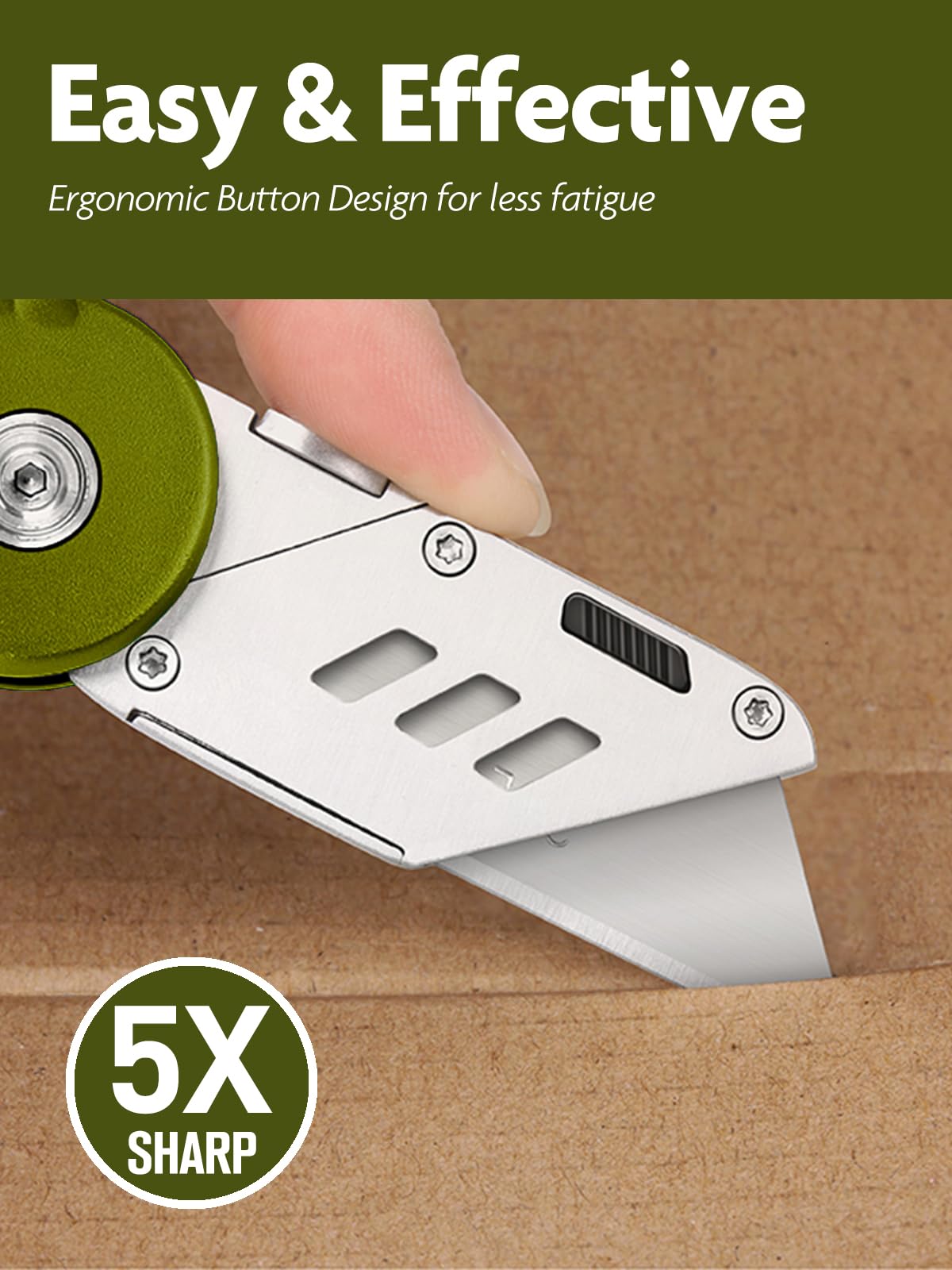 Folding Utility Knife, Cute Metal Box Cutter with Extra 5 Sharp Blades, Quick Blade Change, and Preminium Gift Packaging, for Cardboard Opener, Paper Cutter