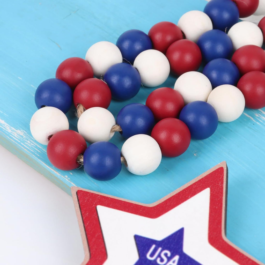 Wood Bead Garland,39in Farmhouse Beads with Tassels Boho Beads for Tiered Tray Decorative Beads Home Decor