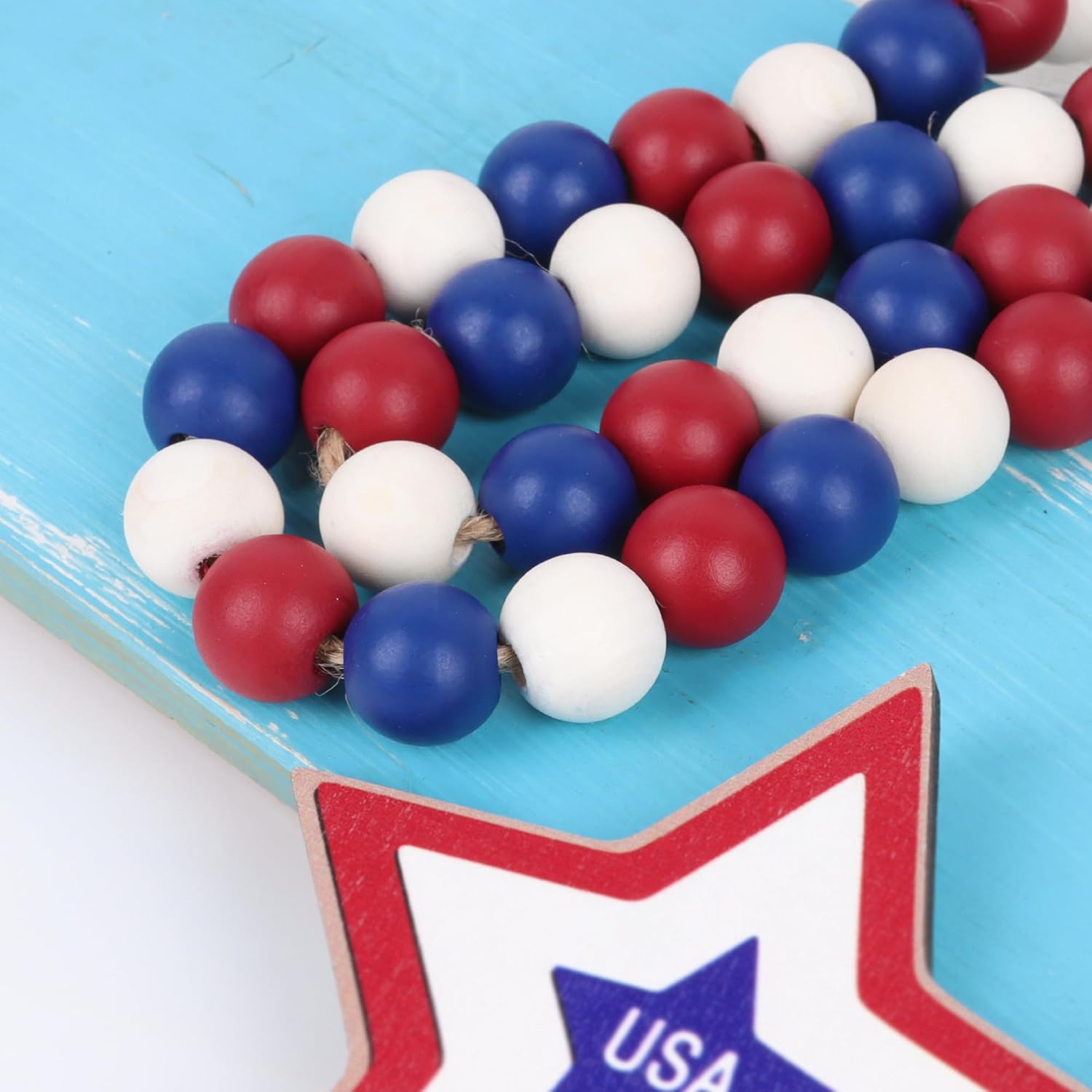 Wood Bead Garland,39in Farmhouse Beads with Tassels Boho Beads for Tiered Tray Decorative Beads Home Decor