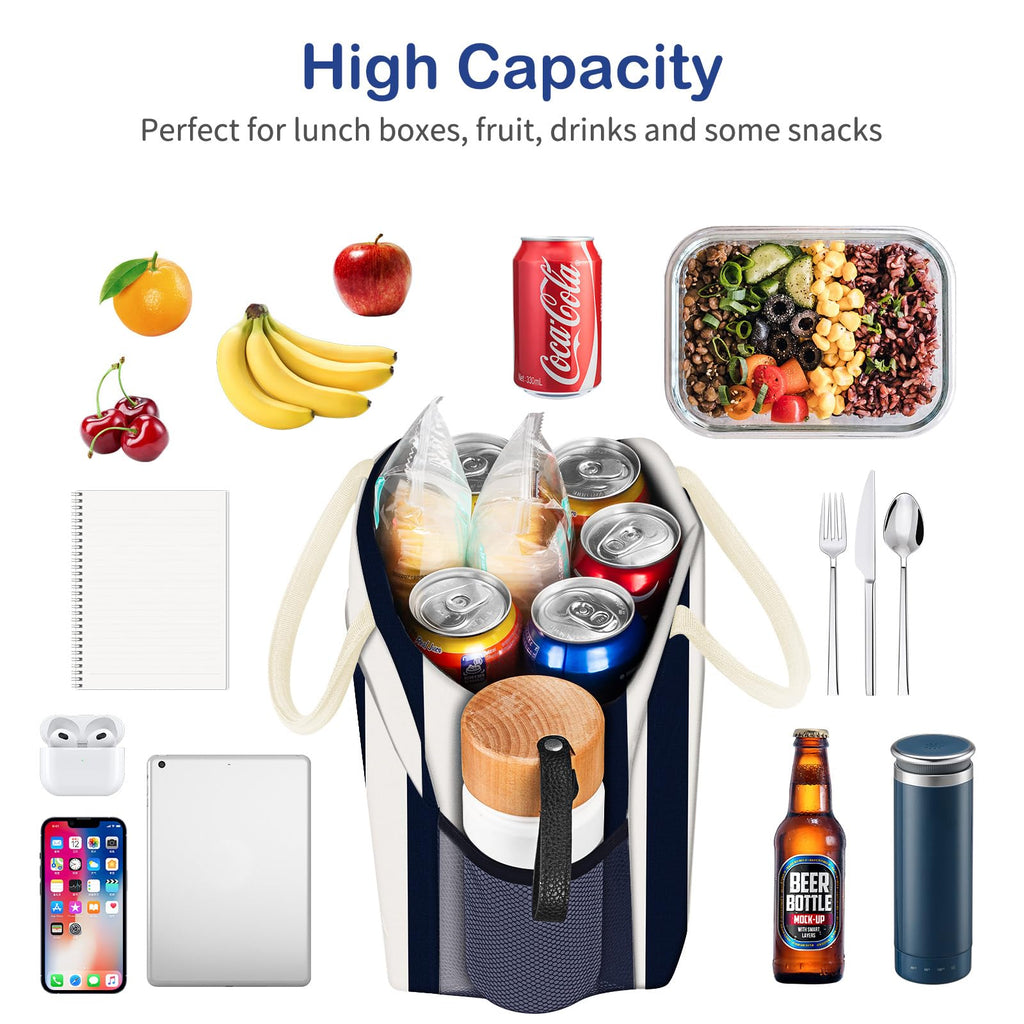 Reusable Insulated Lunch Tote Bag,Leakproof Food Handbags Case High Capacity