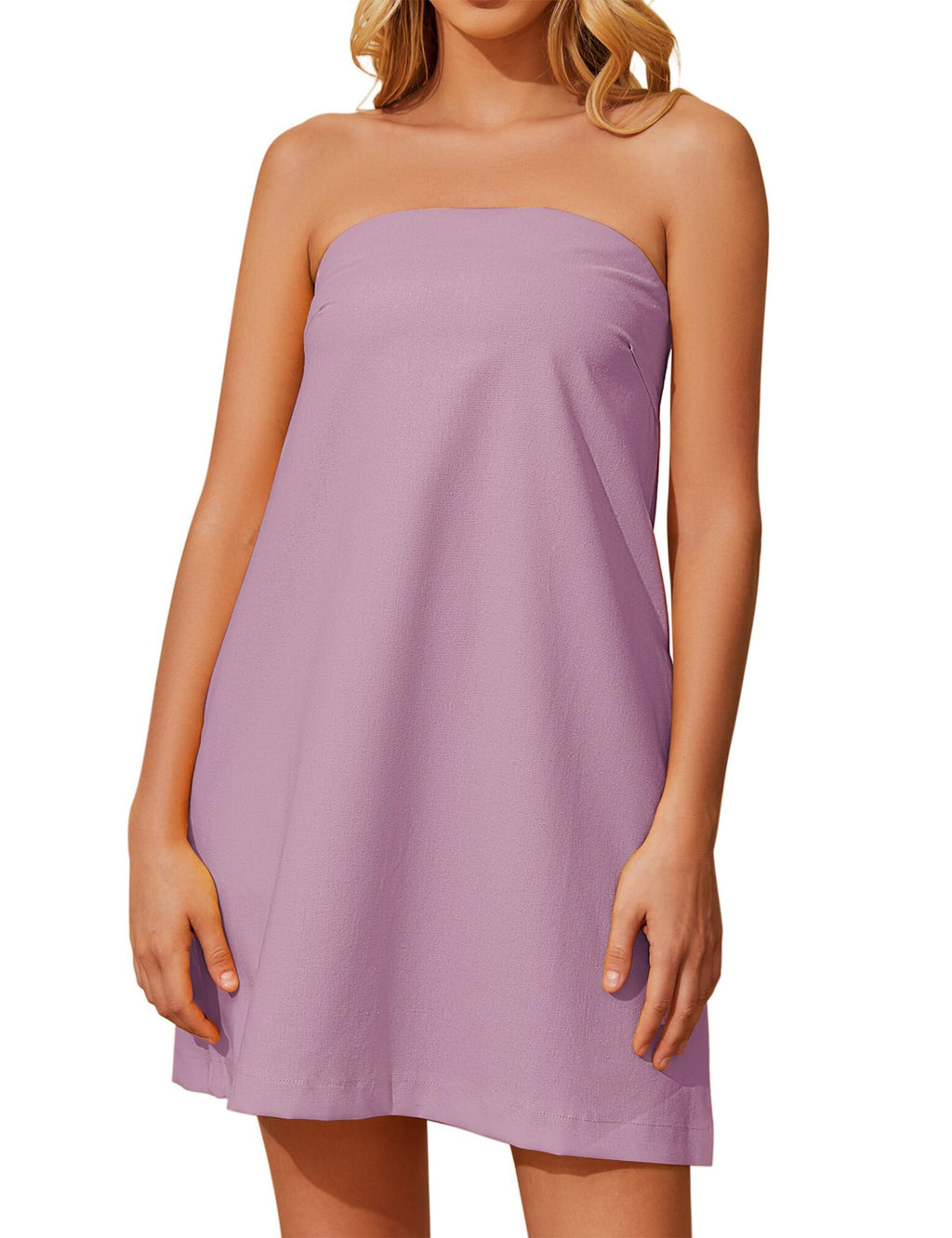 Women's Summer Tube Dress Strapless Backless Mini Tube Dress Smocked Cut Out Relaxed Mini Dresses with Pockets