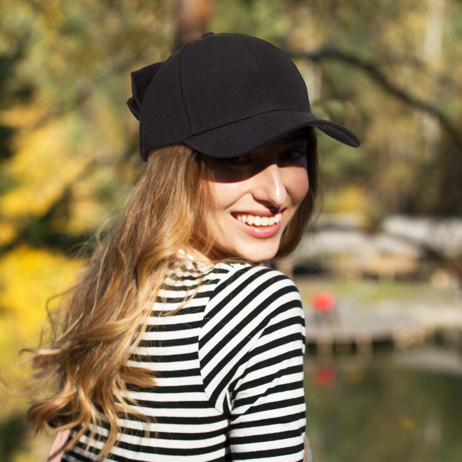 Coquette Bow-tie Summer Hat Ponytail Sun Hat Trucker Caps for Outdoor Sports Travel