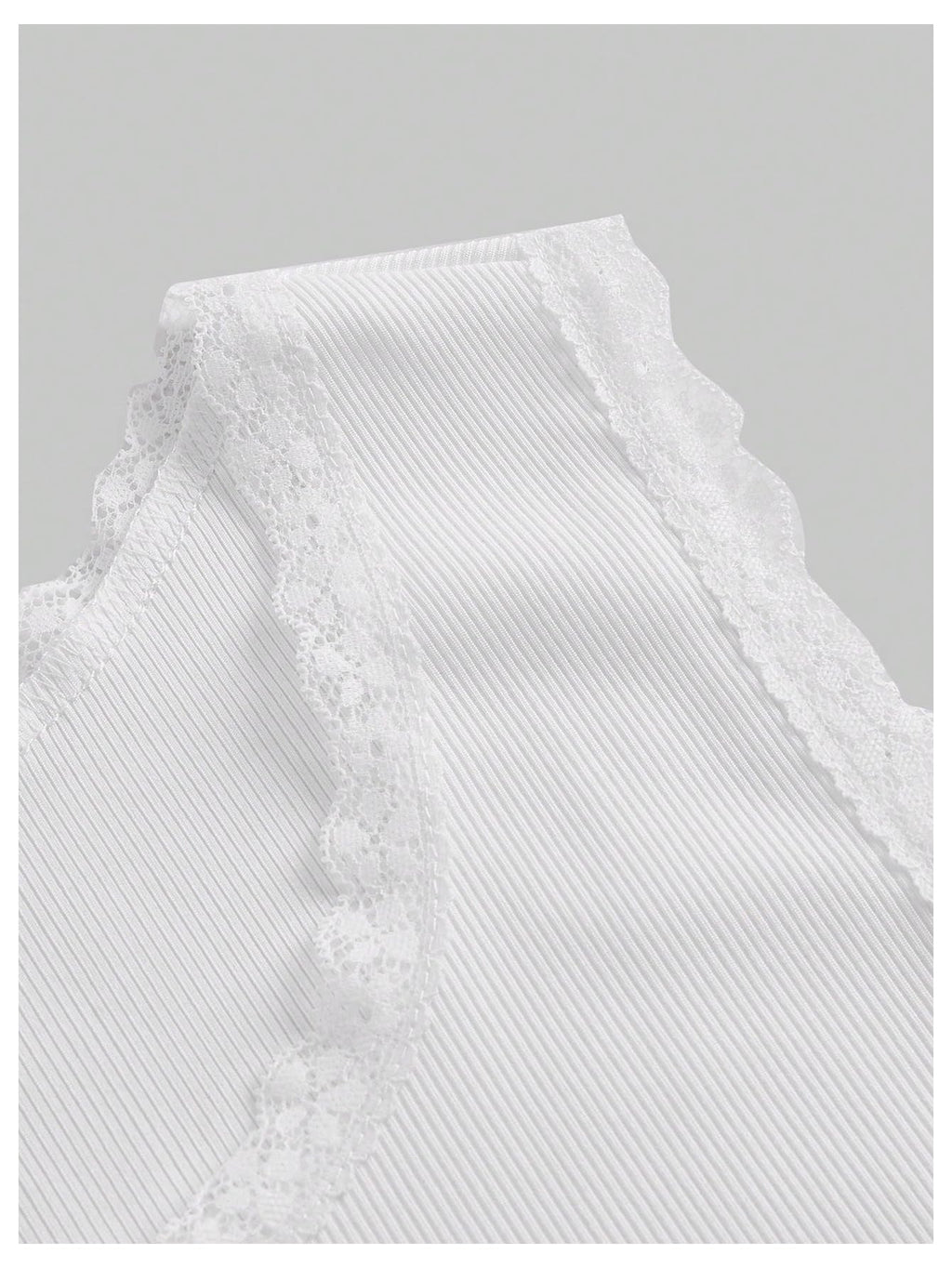 Women's Crewneck Letter Cherry Print Lace Tank Top Rib Knit Vest Top