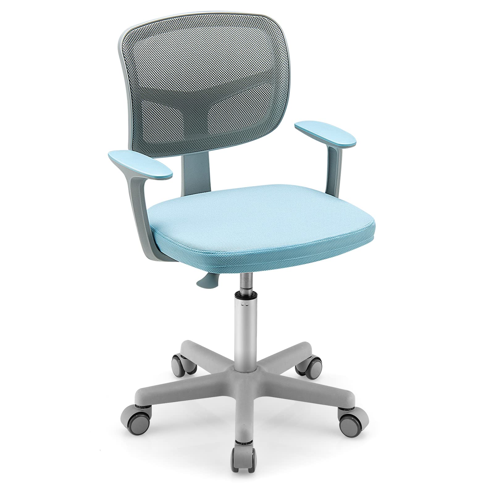 Swivel Adjustable Mesh Study Chair with Wheels & Arms, Ergonomic Computer Task Chair with Lumbar Support