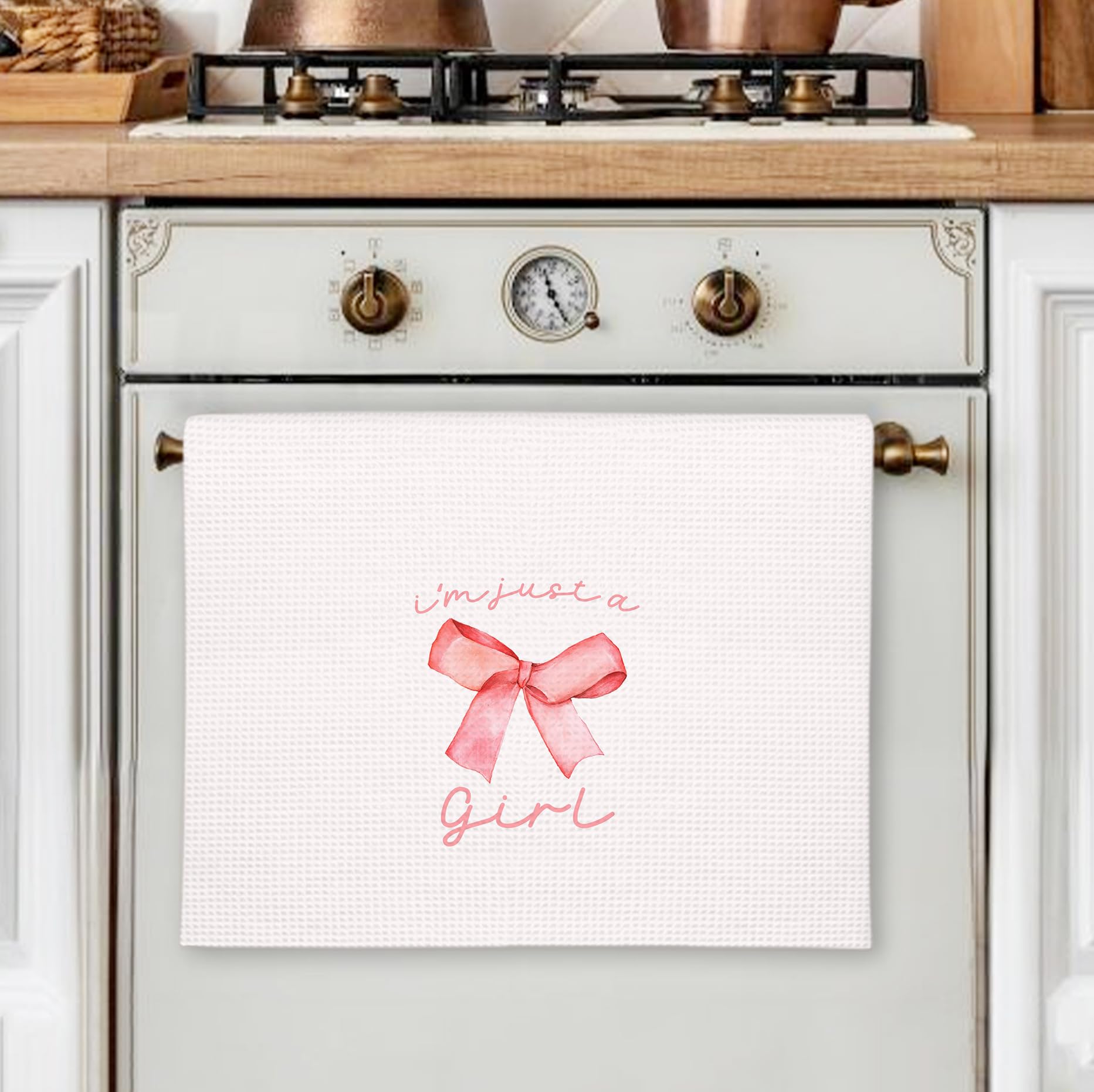 Girly Pink Bow Coquette Preppy Towel, 16x24 Inch