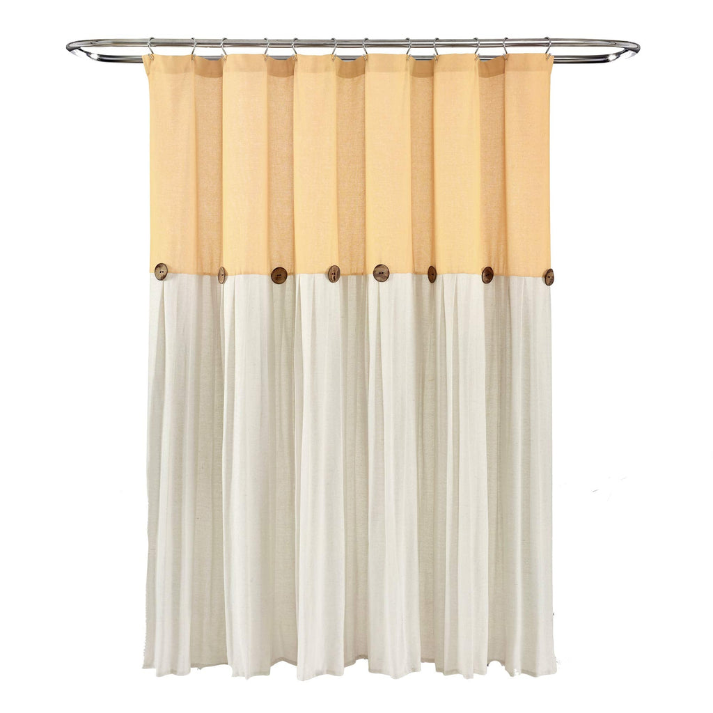 Lush Decor Linen Button Shower Curtain, 72" W x 72" L, Fabric Shower Curtains