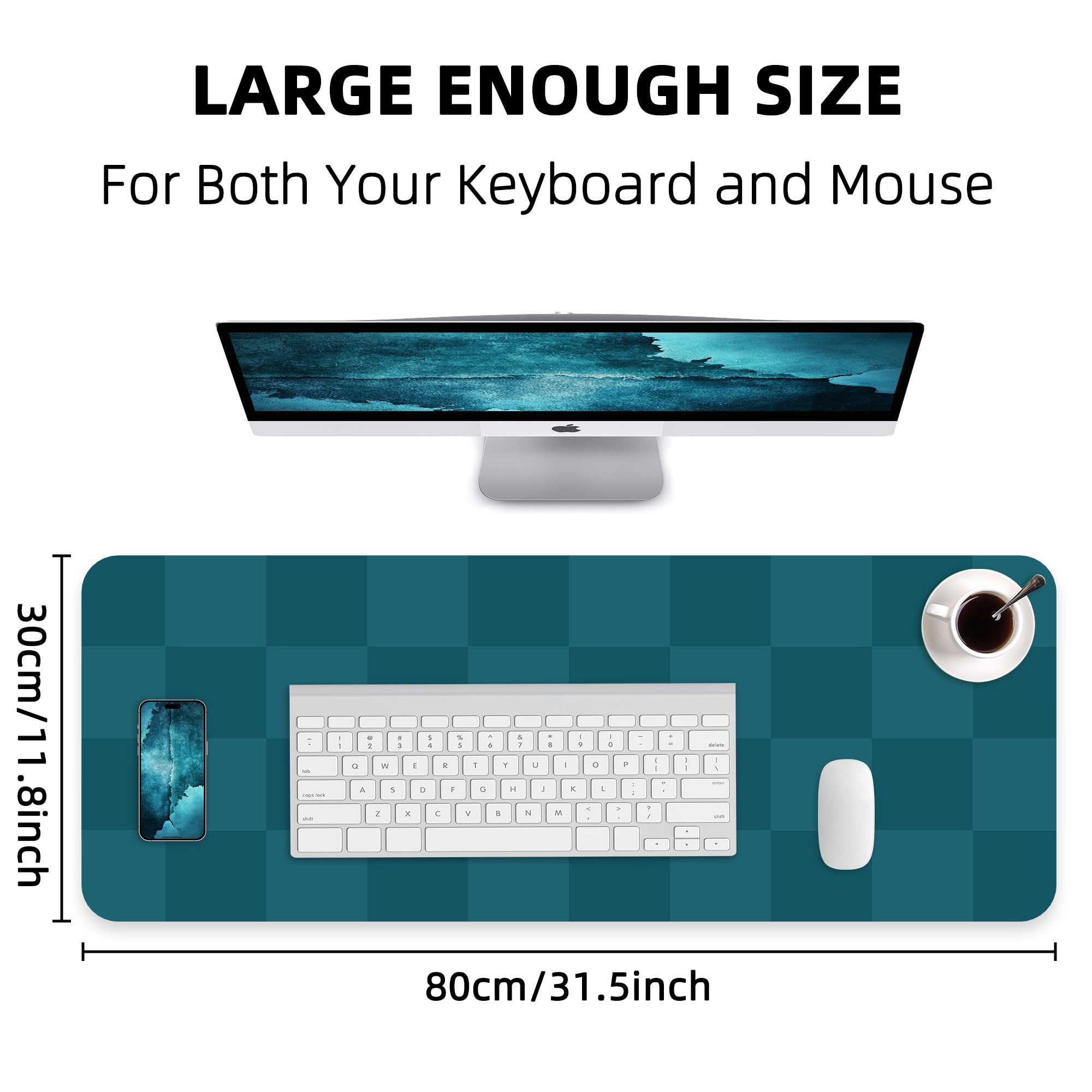 Large Non-Slip Desk Pad - Waterproof PU Leather Desk Protector, 31.5" x 12"