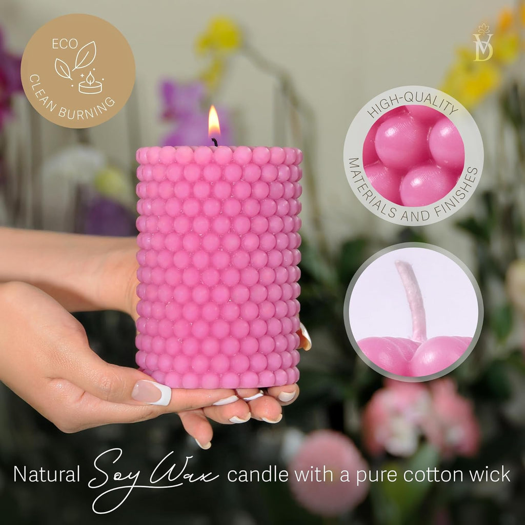 Bubble Candles, Pink Pillar Candles, Pink Candle, Aesthetic Candle, Peppy Decor, Bubble Decor, Unique Home Decor Aesthetic