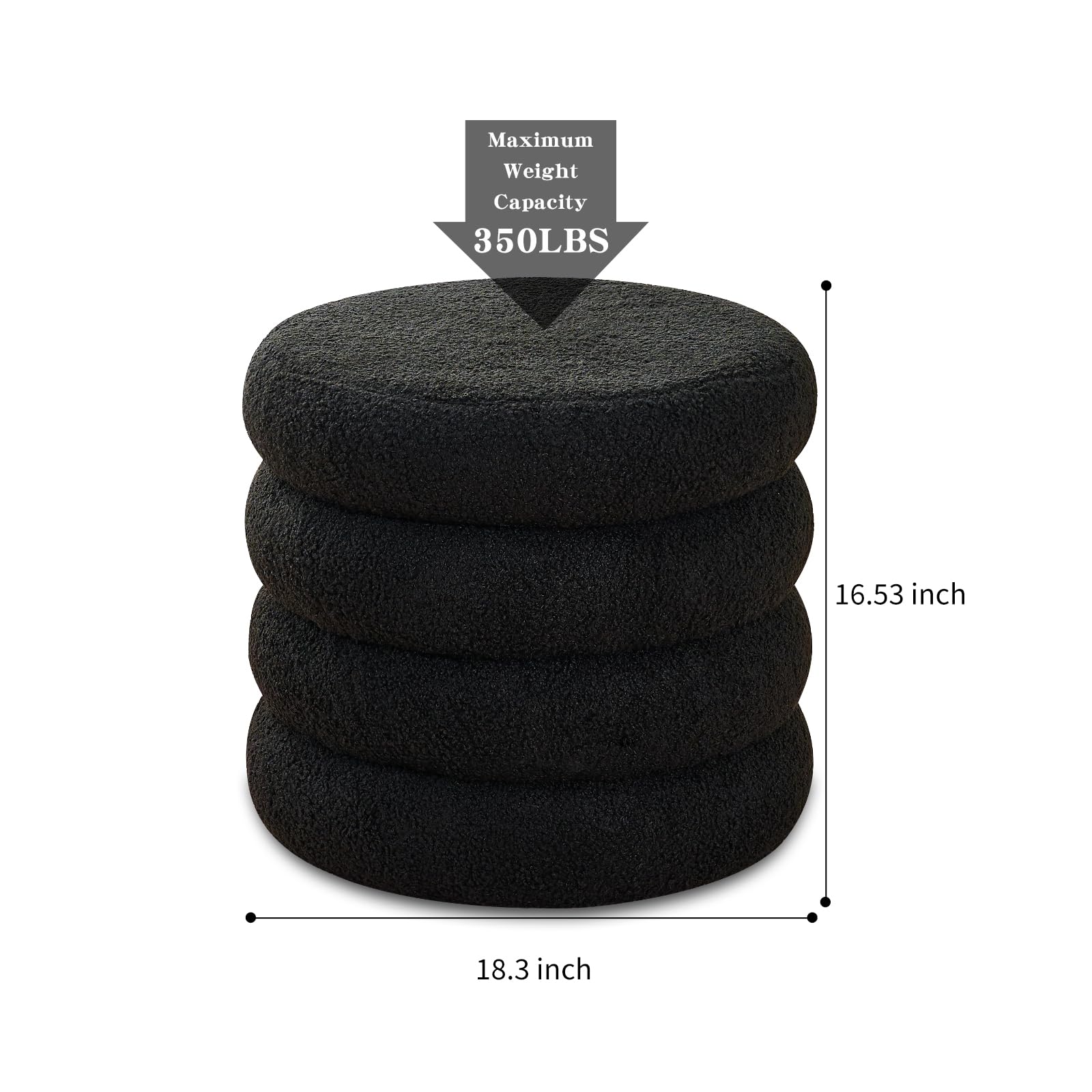 Round Storage Ottoman, Modern Sherpa Footstool with Flip-Top