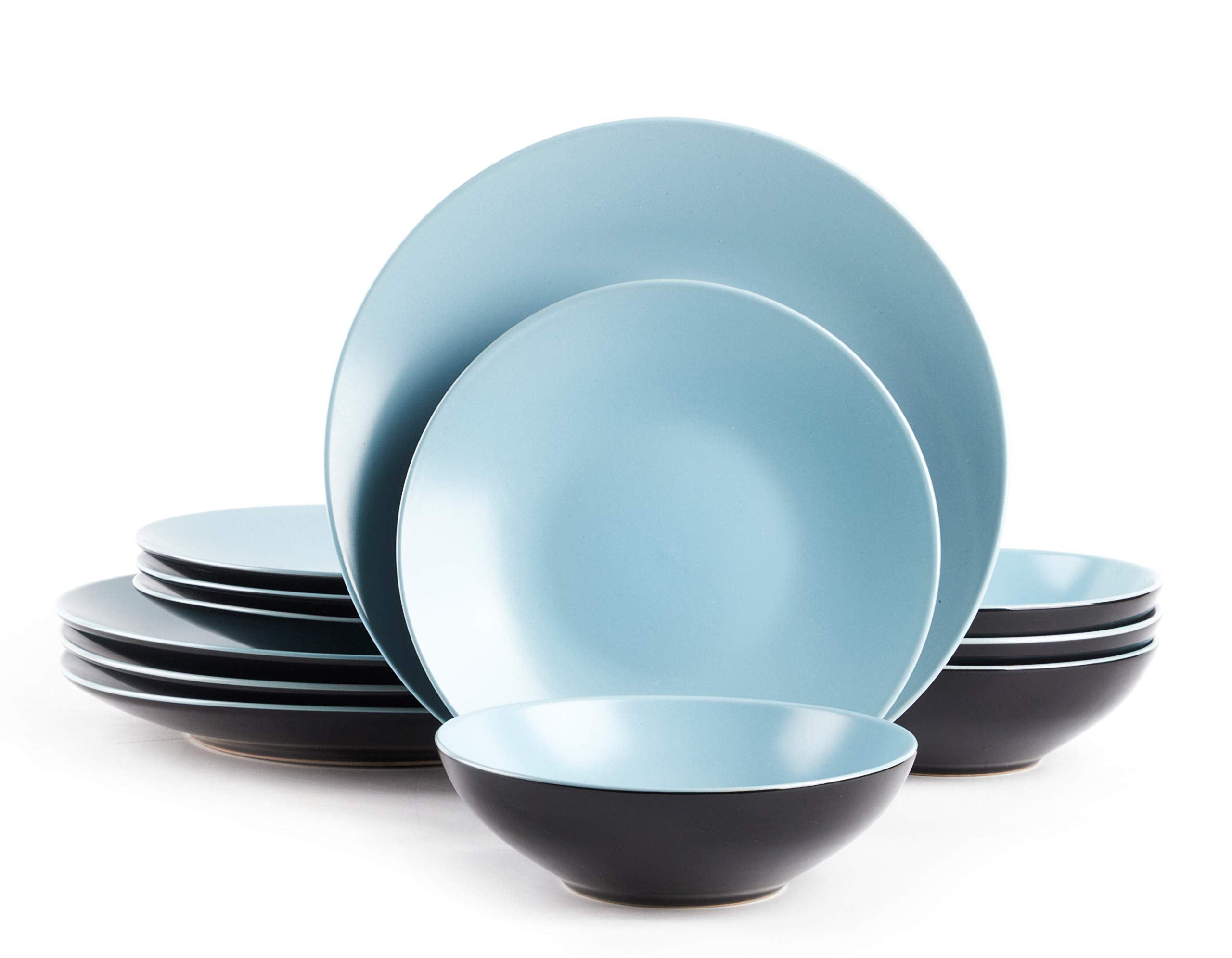 Stoneware Two-Tone Colors Life 12pc Dinner Set