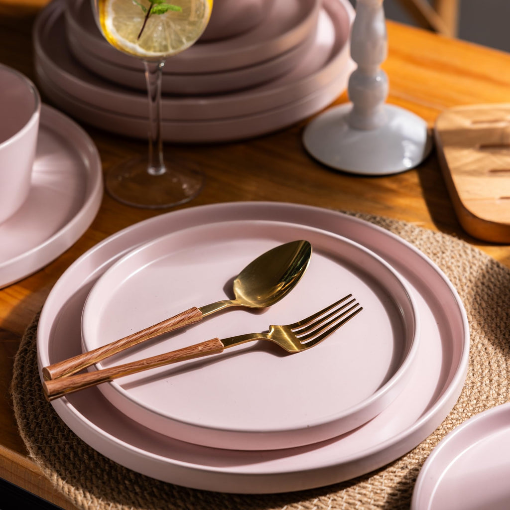 Ceramic Dinnerware Sets for 4, Modern Flat Stoneware Plates and Bowls Sets,Chip and Crack Resistant | Dishwasher & Microwave Safe Dishes Set, Scratch Resistant- Service for 4 (12pc)