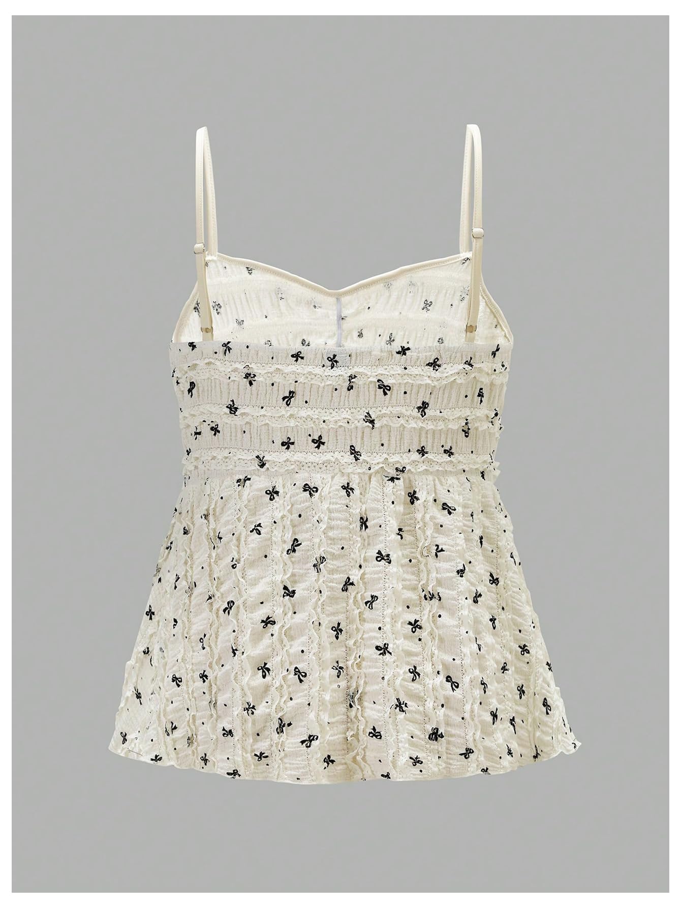 Women's Plus Size Bow Print Top Y2k Coquette Sleeveless Shirt Casual Tank Camisole Spaghetti Strap Flared Cami