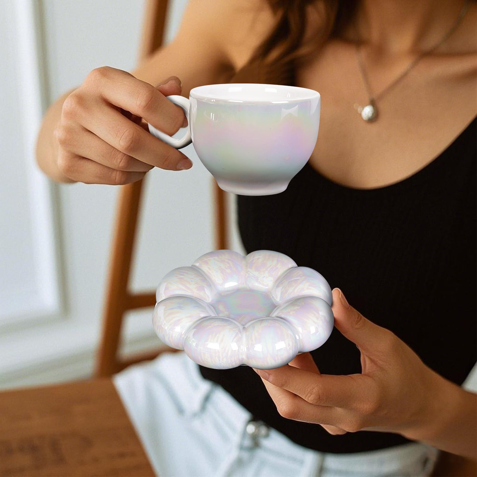 Coffee Mug, Tea Cup and Saucer Set with Spoon  10oz