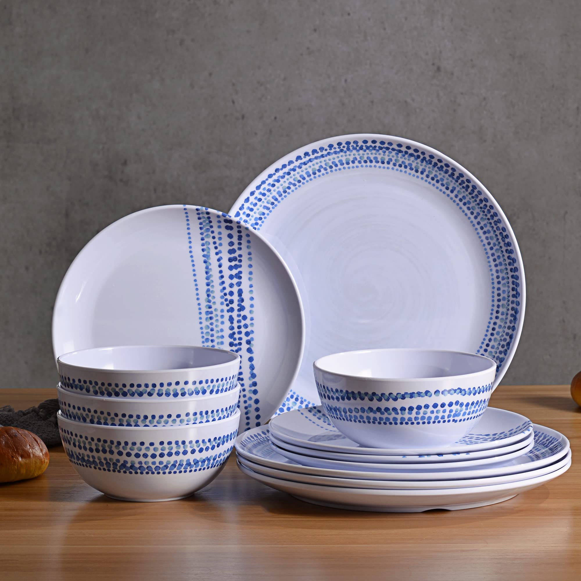 Dinnerware Set 12Pcs, Plates And Bowls Sets for 4