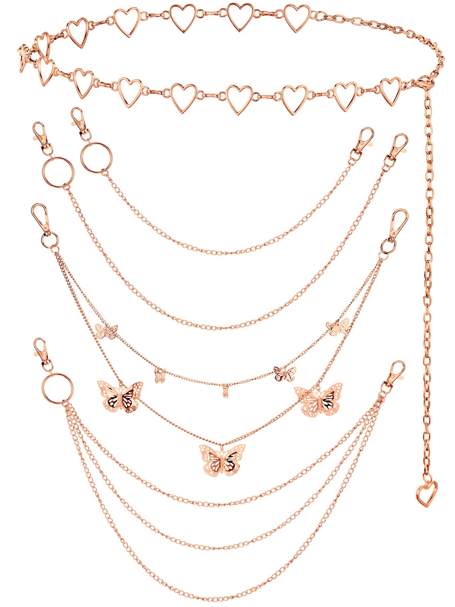 Multi-Layer Chain Belt â€?5-Piece Hip Hop Metal Wallet Chains for Jeans & Pants