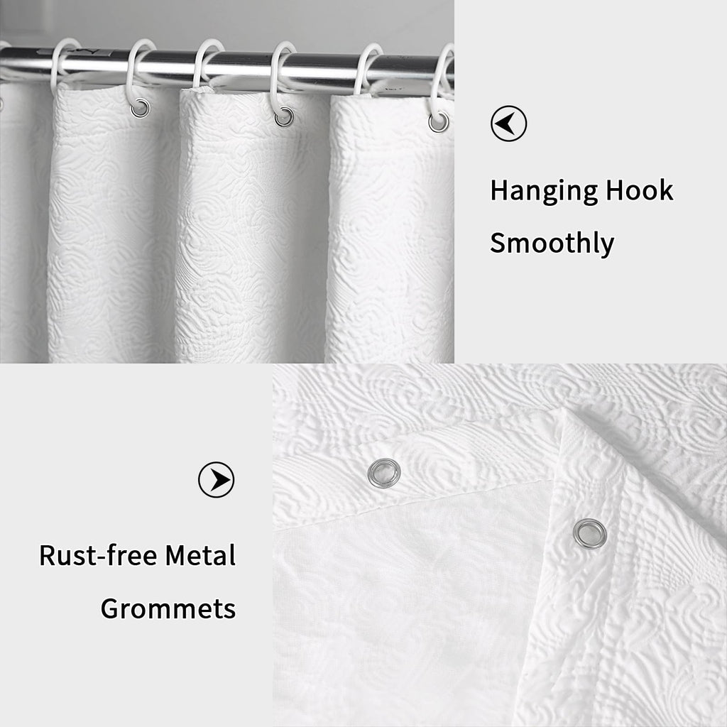 Fabric Shower Curtains for Bathroom Modern Cute, Wave Pattern 72" X 72" Long