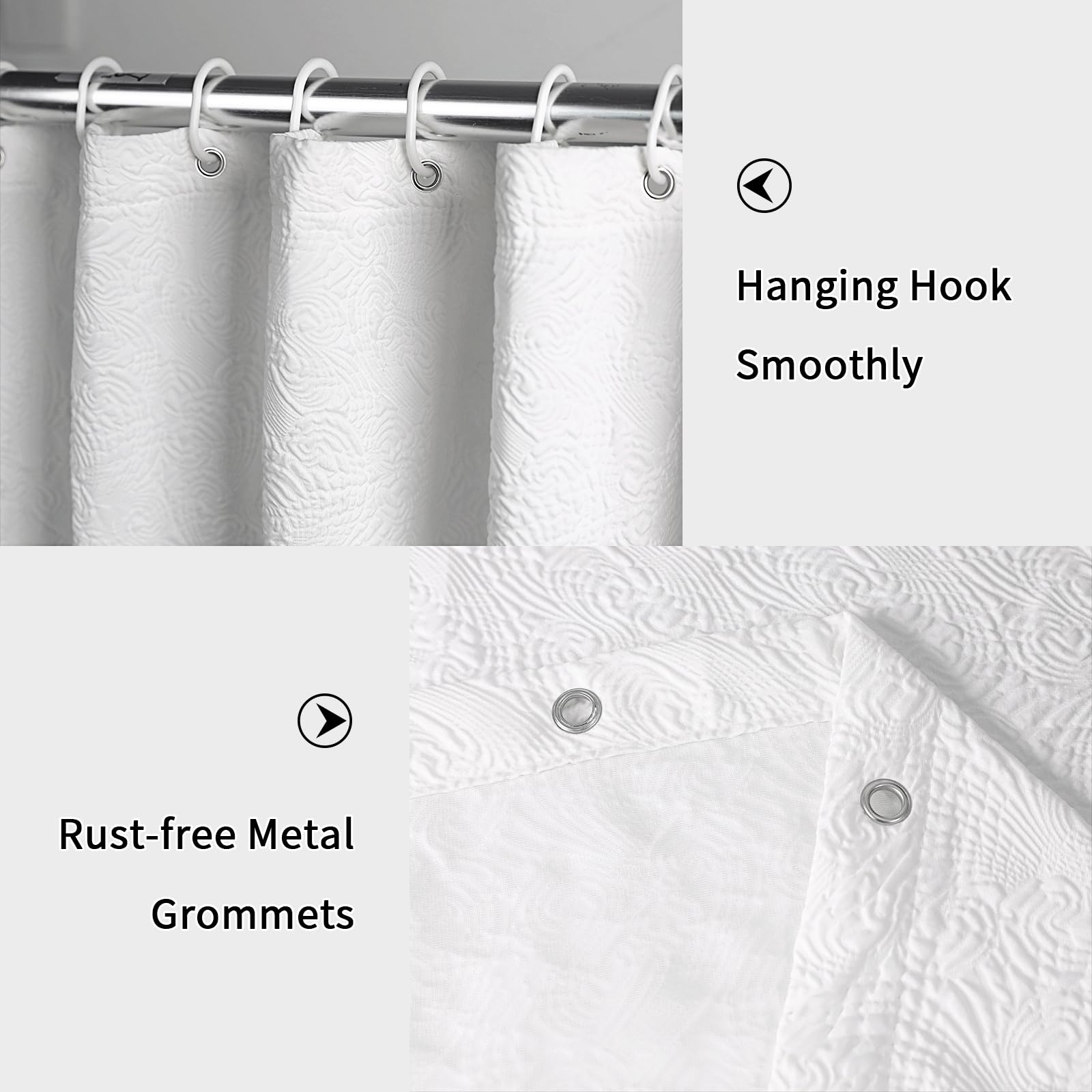 Fabric Shower Curtains for Bathroom Modern Cute, Wave Pattern 72" X 72" Long