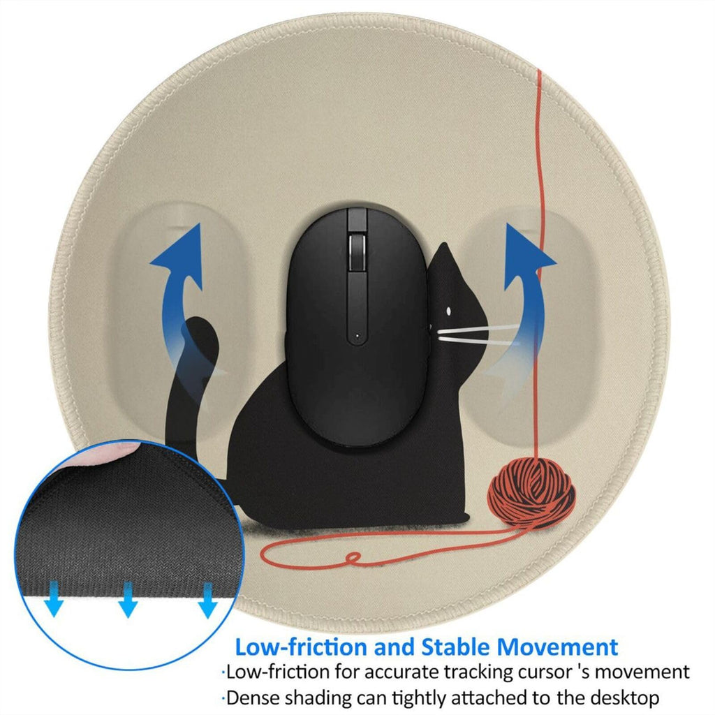 Round Mouse Pad Desk Top - Stitched Edges 8 X 8 Inch