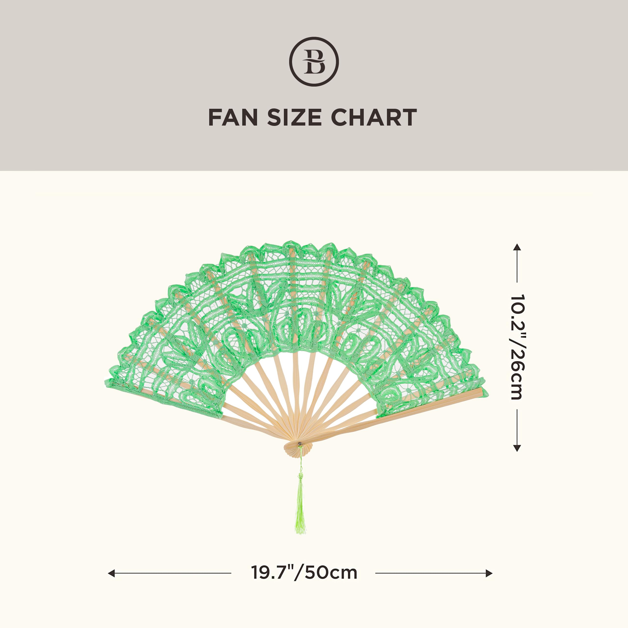 Cotton Lace Folding Handheld Fan Embroidered Hand Fan with Bamboo Staves