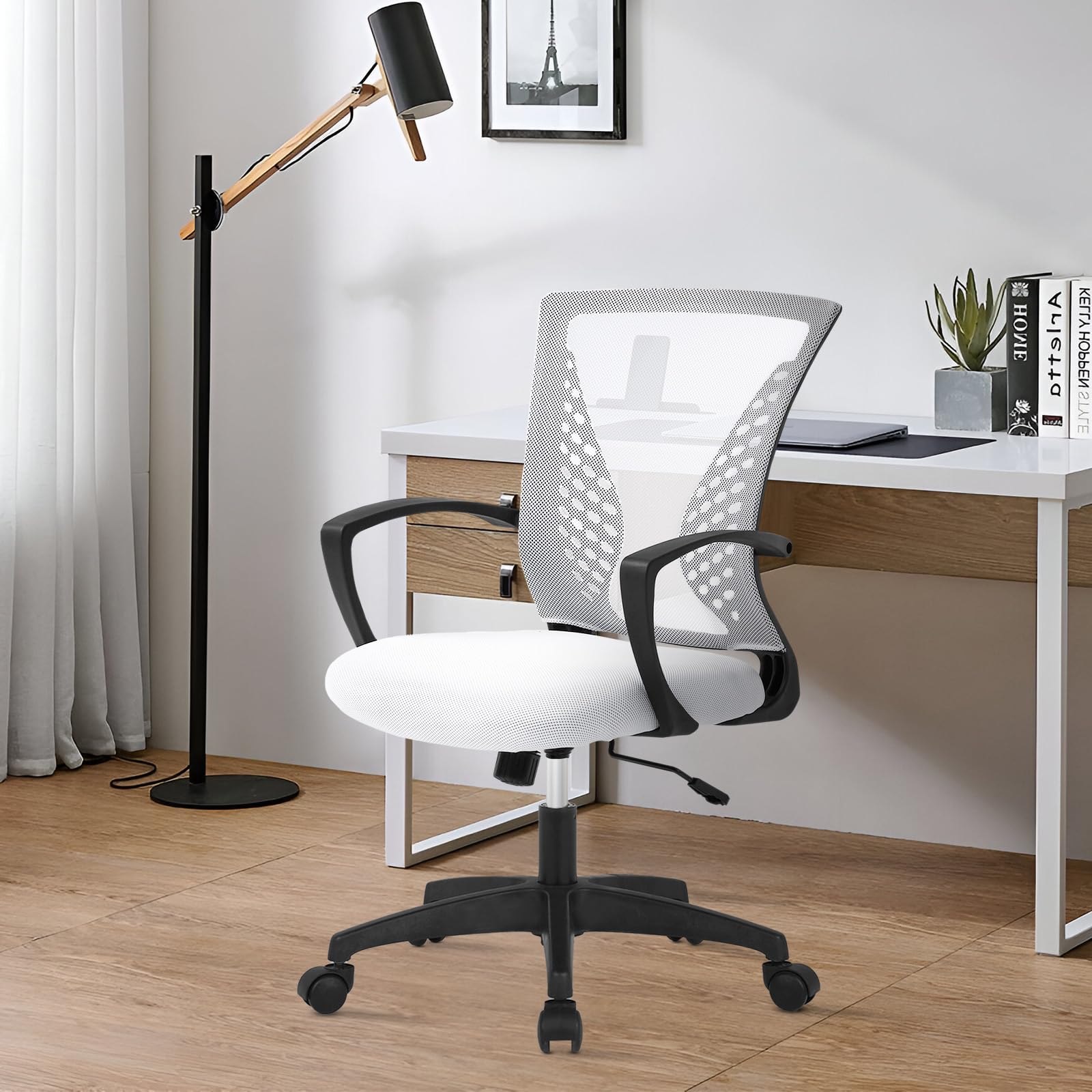 Mesh Desk Chair Ergonomic Computer Chair with Lumbar Support Armrest Mid Back 360 Degree Rolling Swivel Adjustable Height