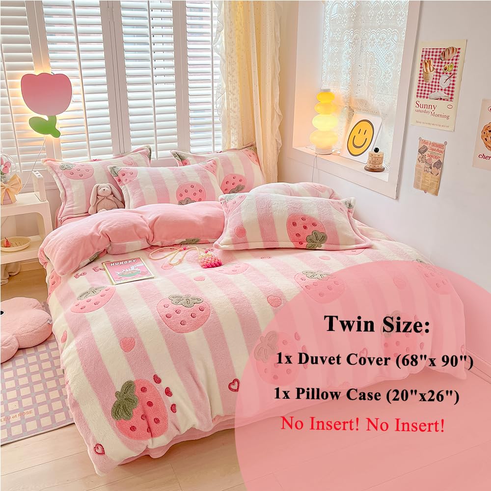 Kawaii Twin Duvet Cover Set â€?Soft Reversible Bedding with Fluffy Comforter Cover