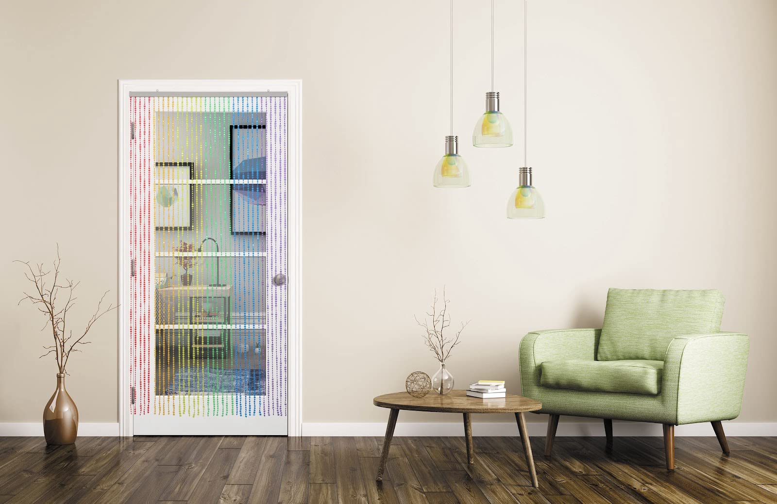 Strands Iridescent Crystal Beaded Curtain for Doorway Room Divider Party Bedroom Decorations, Diamond Cut Bead Curtain, 34 PCS 3FT X 9FT