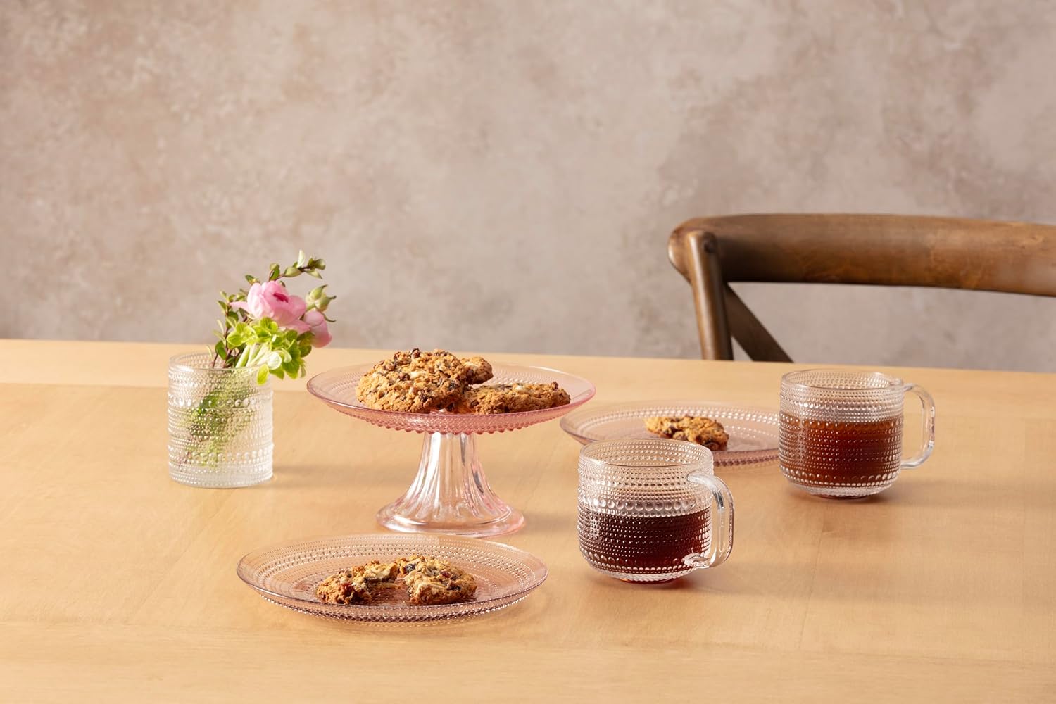 Pink Glass, 8" Salad Plate (Set of 4)