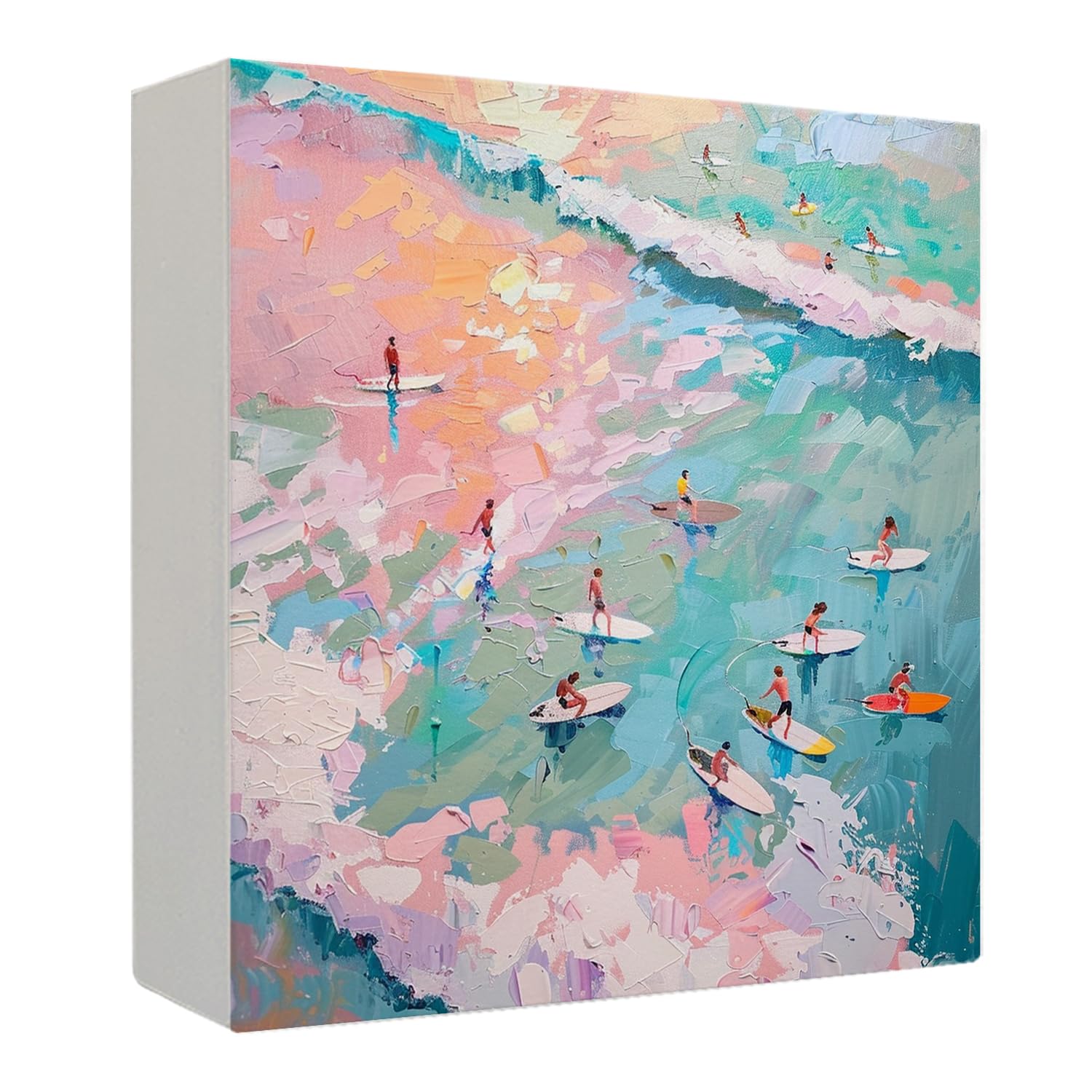 Coquette Pink Bow Champagne Wooden Box Sign, 5x5 Inch