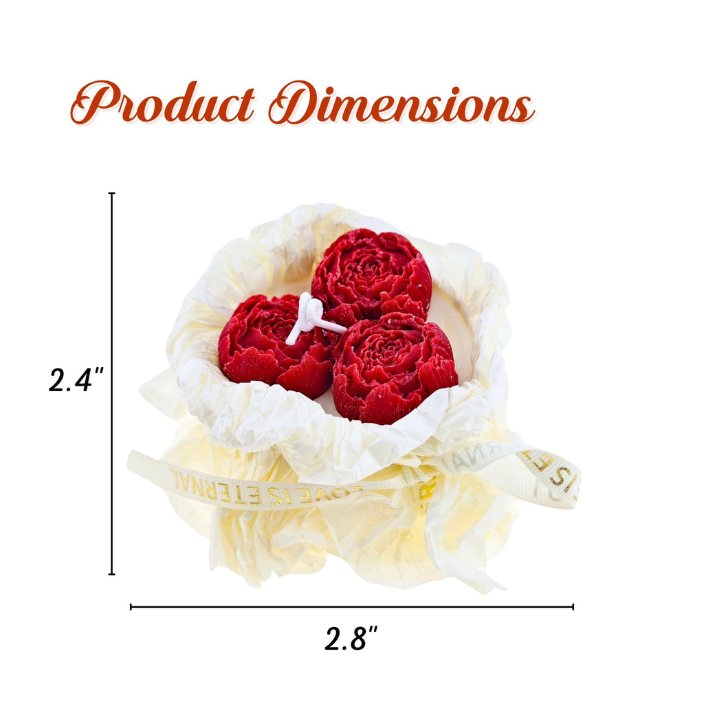 Handmade Floral Bouquet Candle, Scented Peony & Rose Shape, Gift for Women, Home Décor, Aromatherapy, Small (2.8"x2.4", 3 Flowers) & Large (3.6"x3", 5 Flowers)