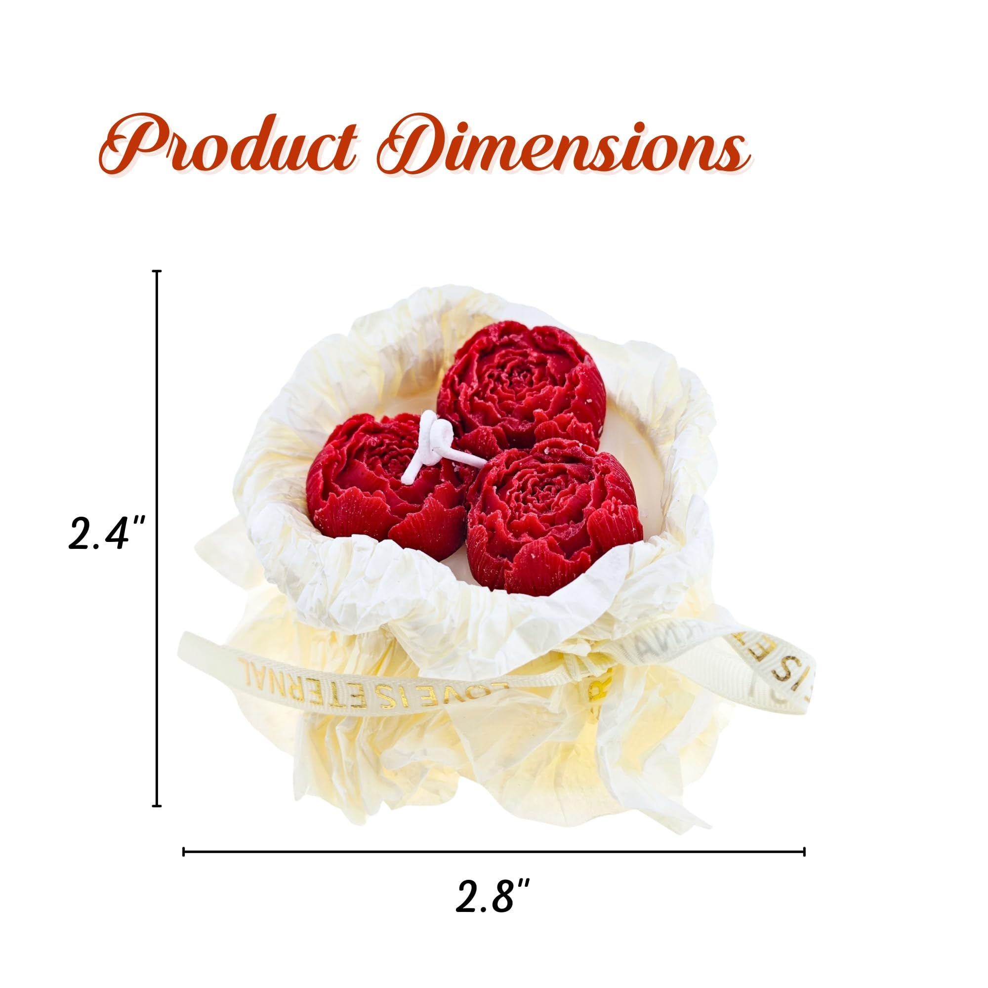 Handmade Floral Bouquet Candle, Scented Peony & Rose Shape, Gift for Women, Home Décor, Aromatherapy, Small (2.8"x2.4", 3 Flowers) & Large (3.6"x3", 5 Flowers)