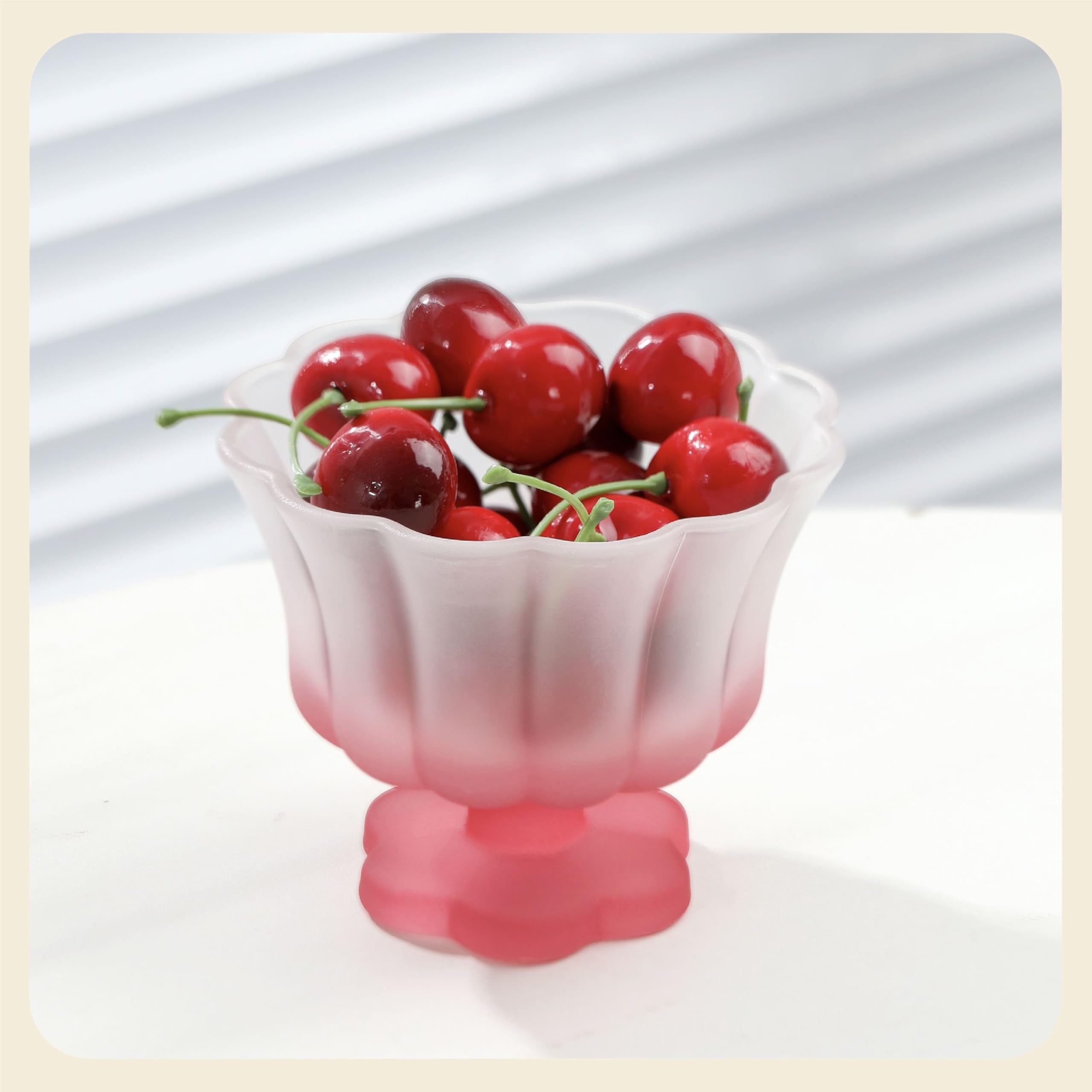 Matte Gradient Finish Glass Dessert Bowl with Heavy Base, 240ml (8.1oz)