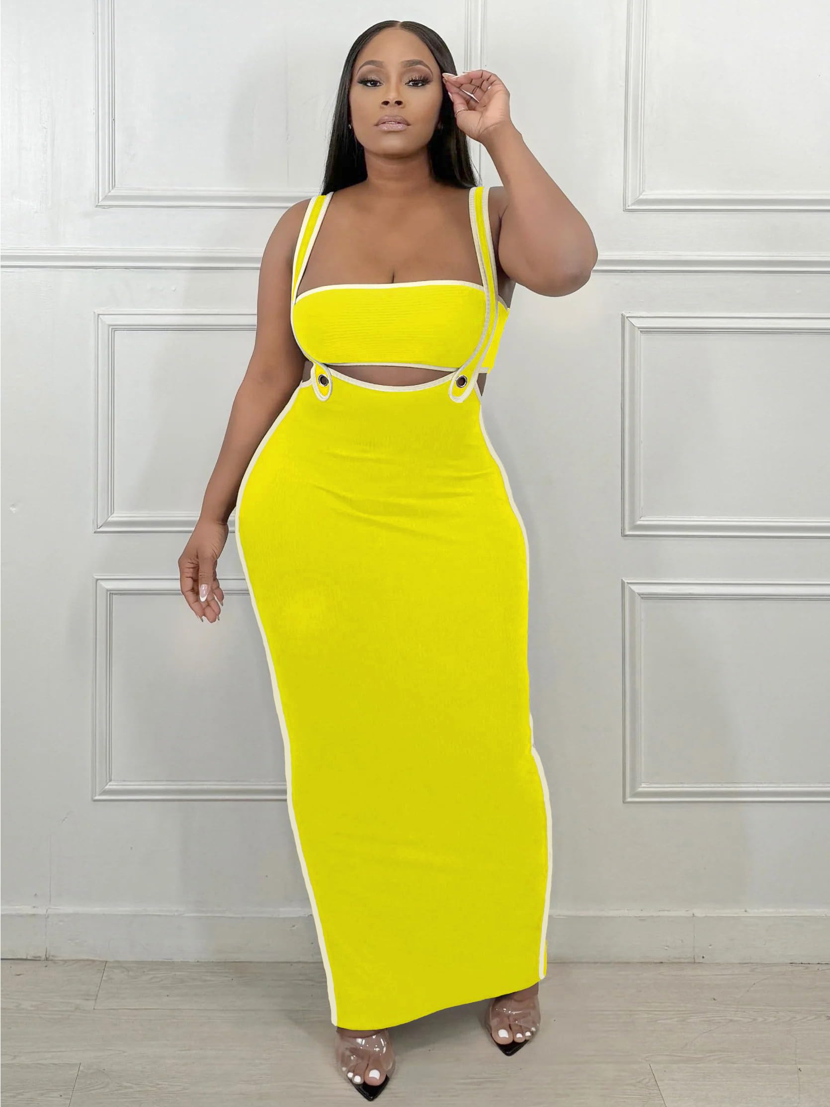 Women 2 Piece Outfits for Women Summer Tube Crop Tops Sexy Bodycon Dresses Maxi Skirt Sets Vacation Jumpsuits Club Outfits