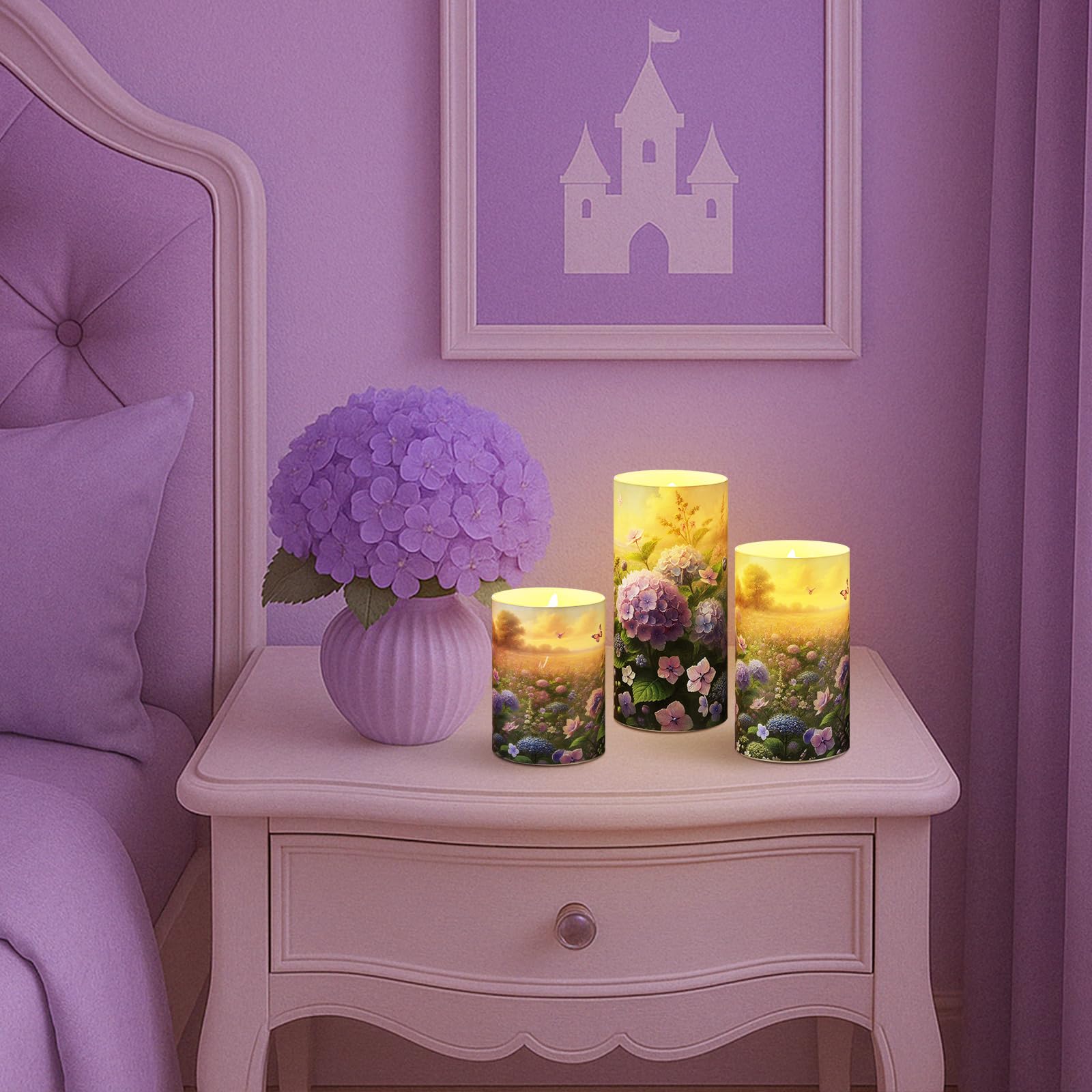 Coquette Flameless Candles LED Battery Pillar Candles Set Battery Operated with Remote