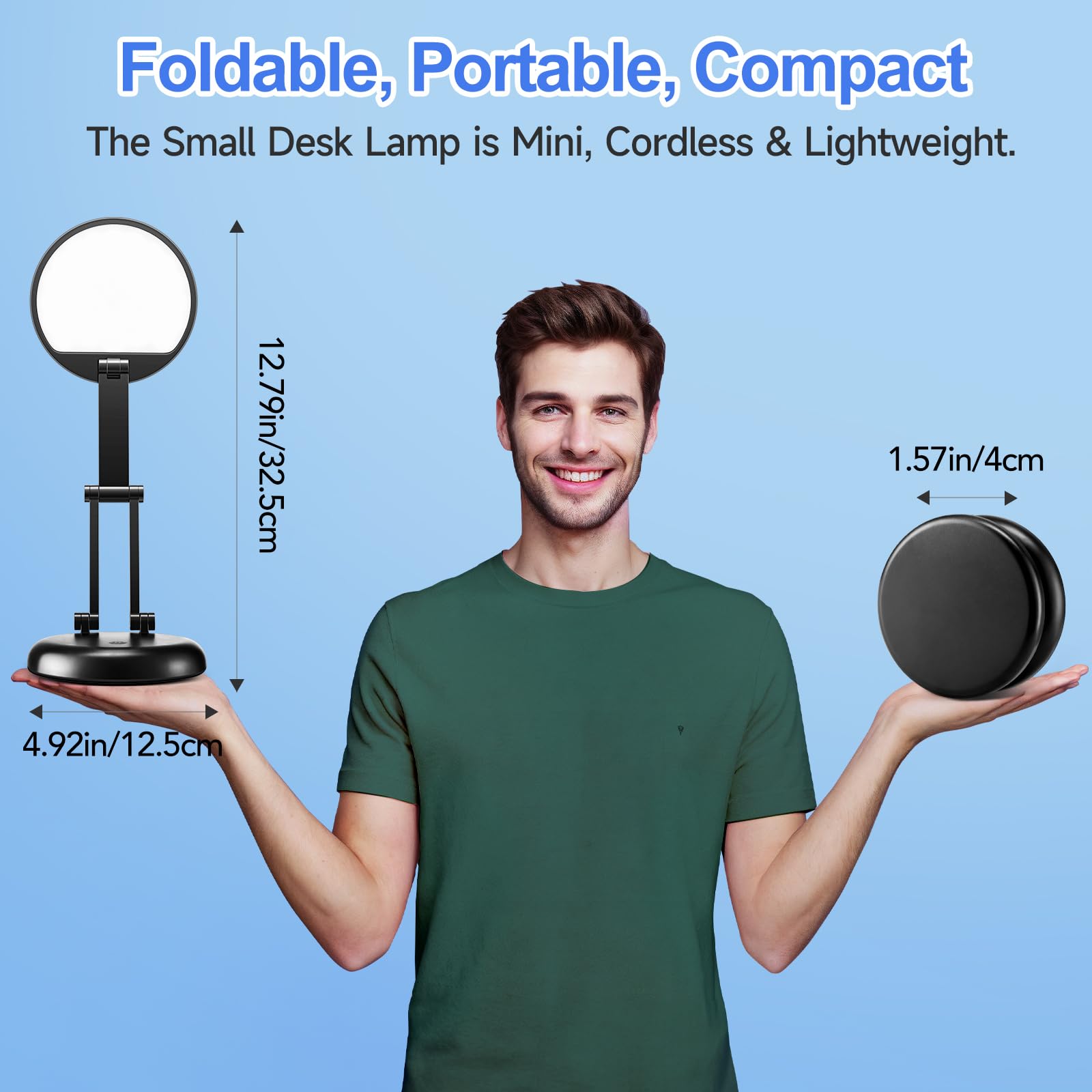 Folding and Portable Desk Lamp, Rechargeable with 9 Brightness Levels