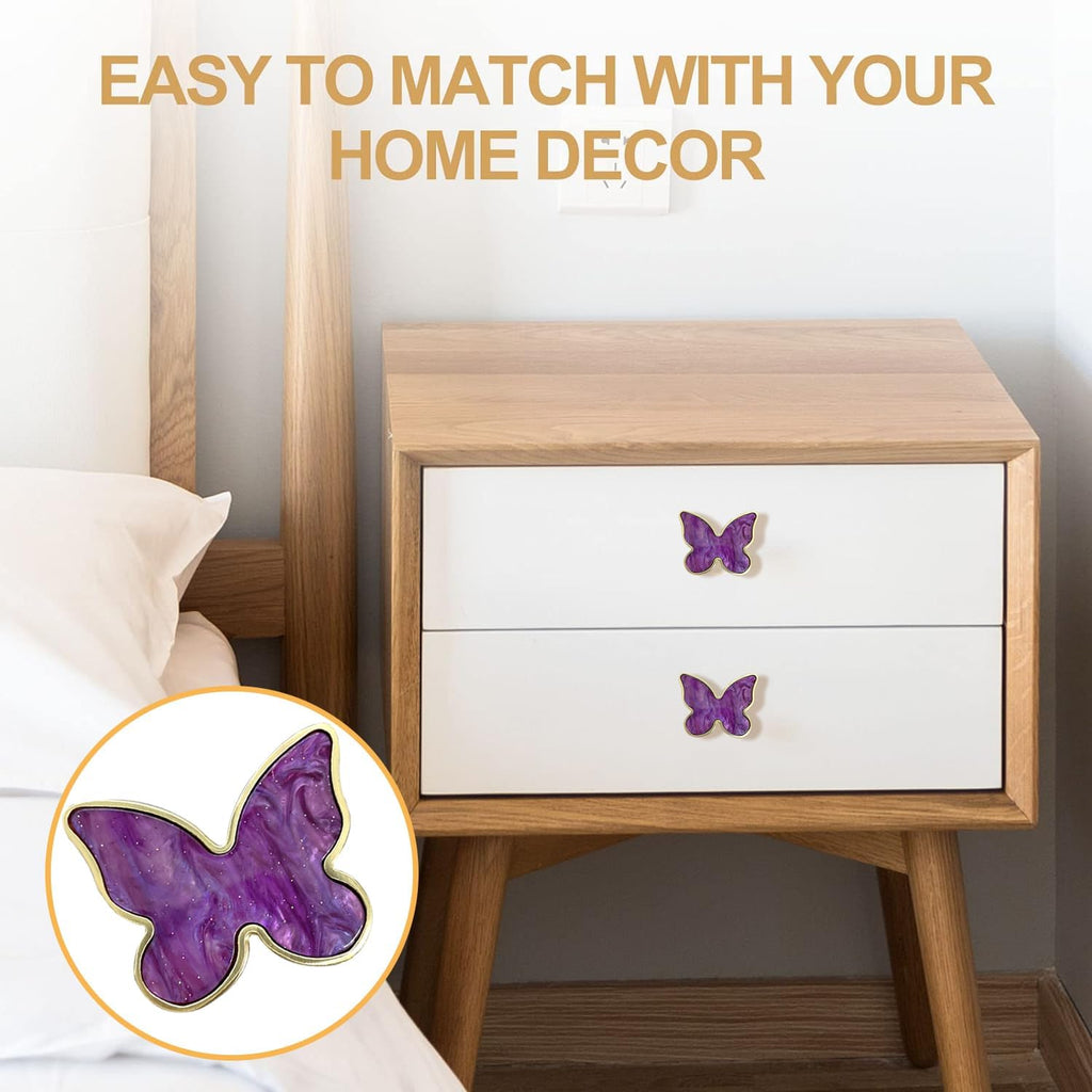 Butterfly 6 pcs Shape Knobs Handle Gold Cabinet Knobs Decoration Door Handle Single Hole Handles Cabinet Drawer Dresser Kitchen Wardrobe Furniture Hardware Pulls