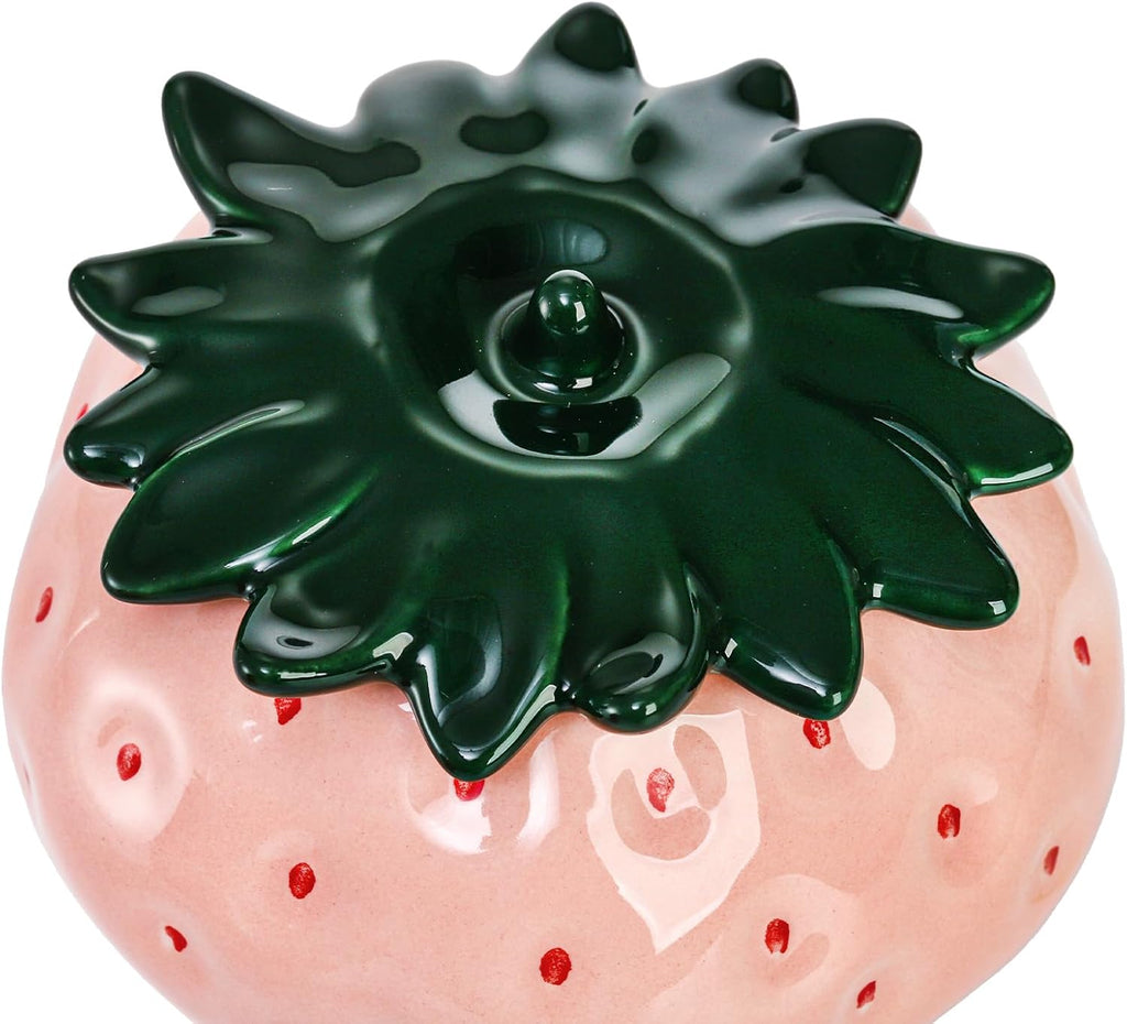 Ceramic Strawberry Jars, 2 Pack Strawberry Shaped Canisters With Lids