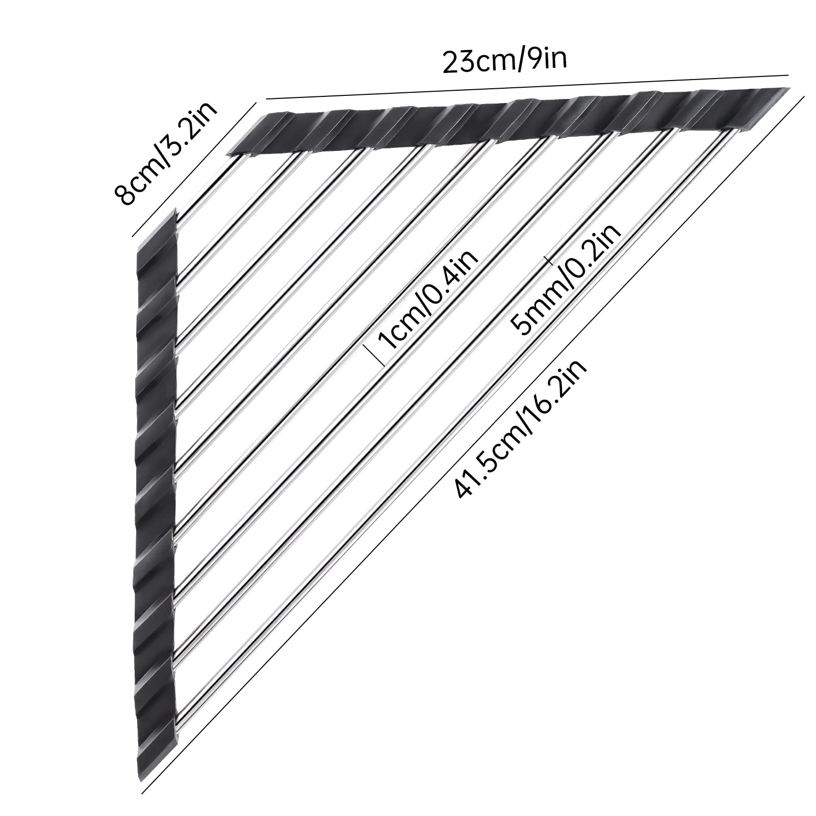 Triangle Foldable Dish Drying Rack, Small Roll-Up - Stainless Steel Over Sink Drainer for Kitchen Sink Corner, Rustproof