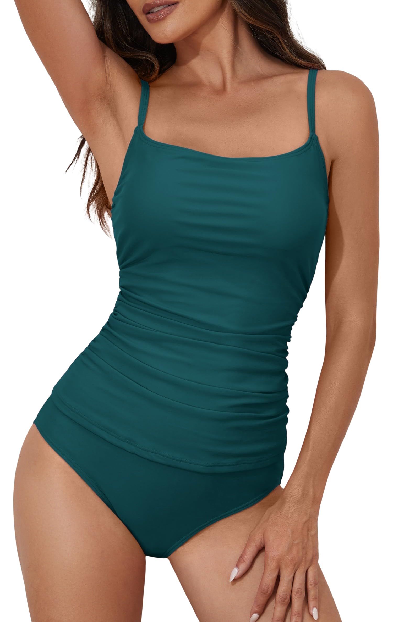 Women's Swimsuit Tankini Tummy Control Bathing Suits Two Piece Full Coverage Slim High Waisted Bottom