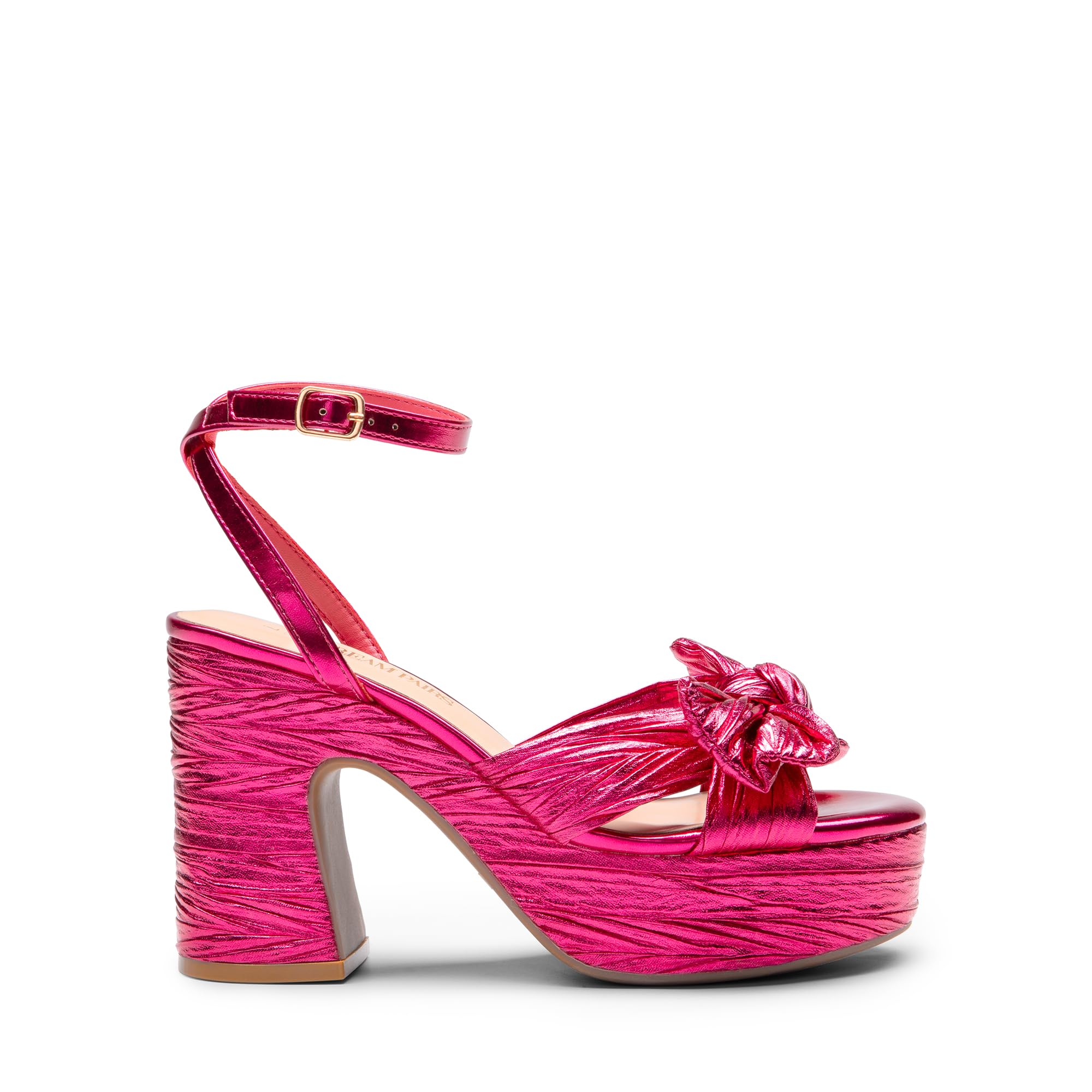 Women's Chunky Platform Heels - Sandals Pleated Bow Knot Ankle Buckle Strap Open Toe