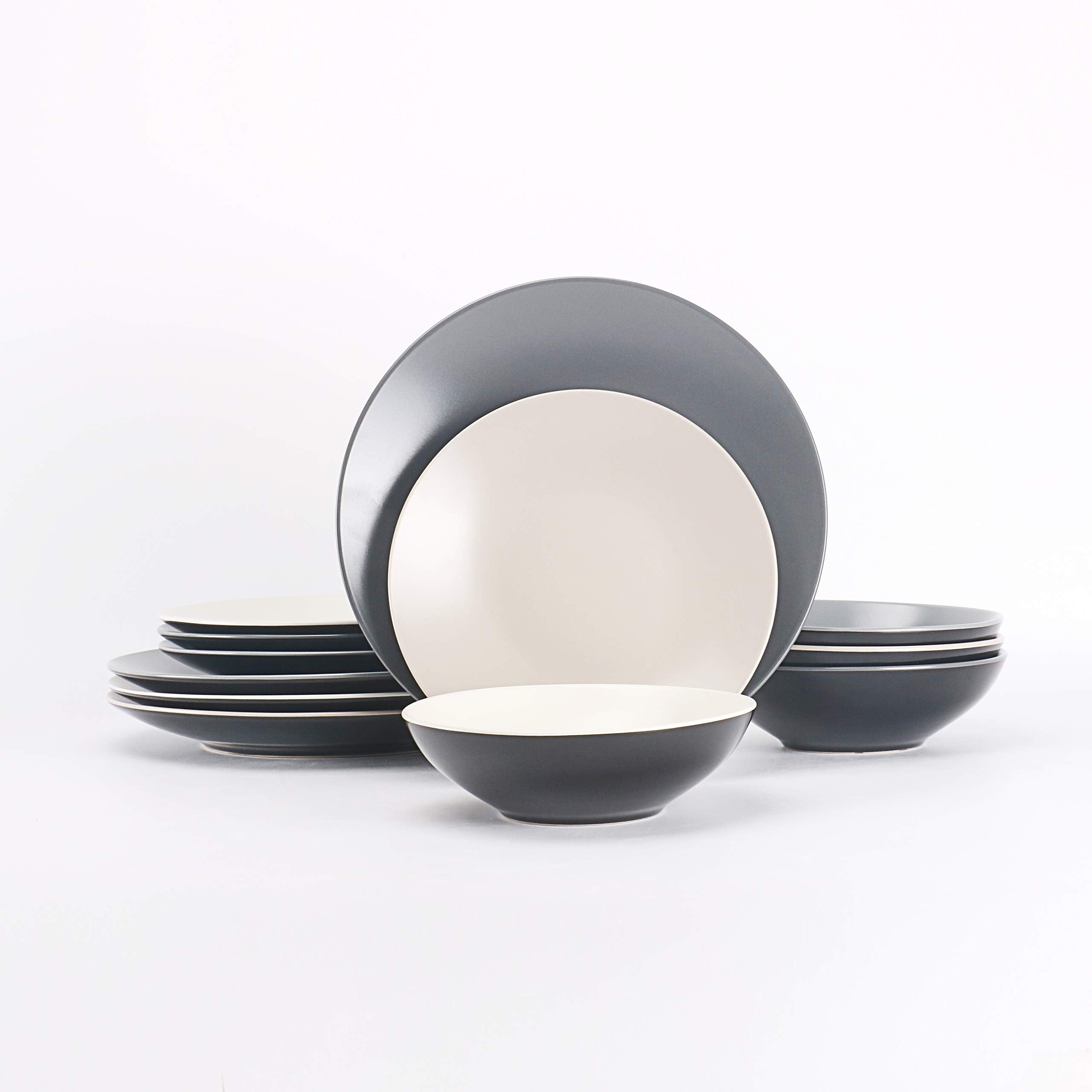 Stoneware Two-Tone Colors Life 12pc Dinner Set