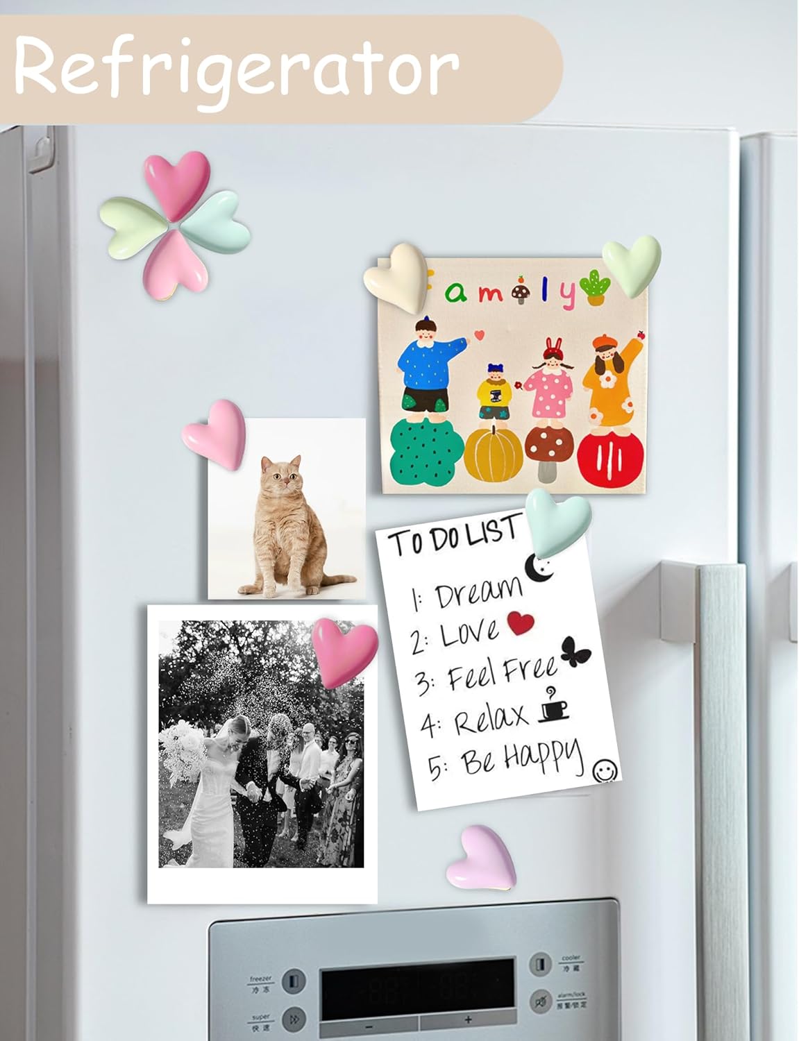 New 24PCS Fridge Magnets Cute Love Heart Refrigerator Magnets, Decorative Magnets