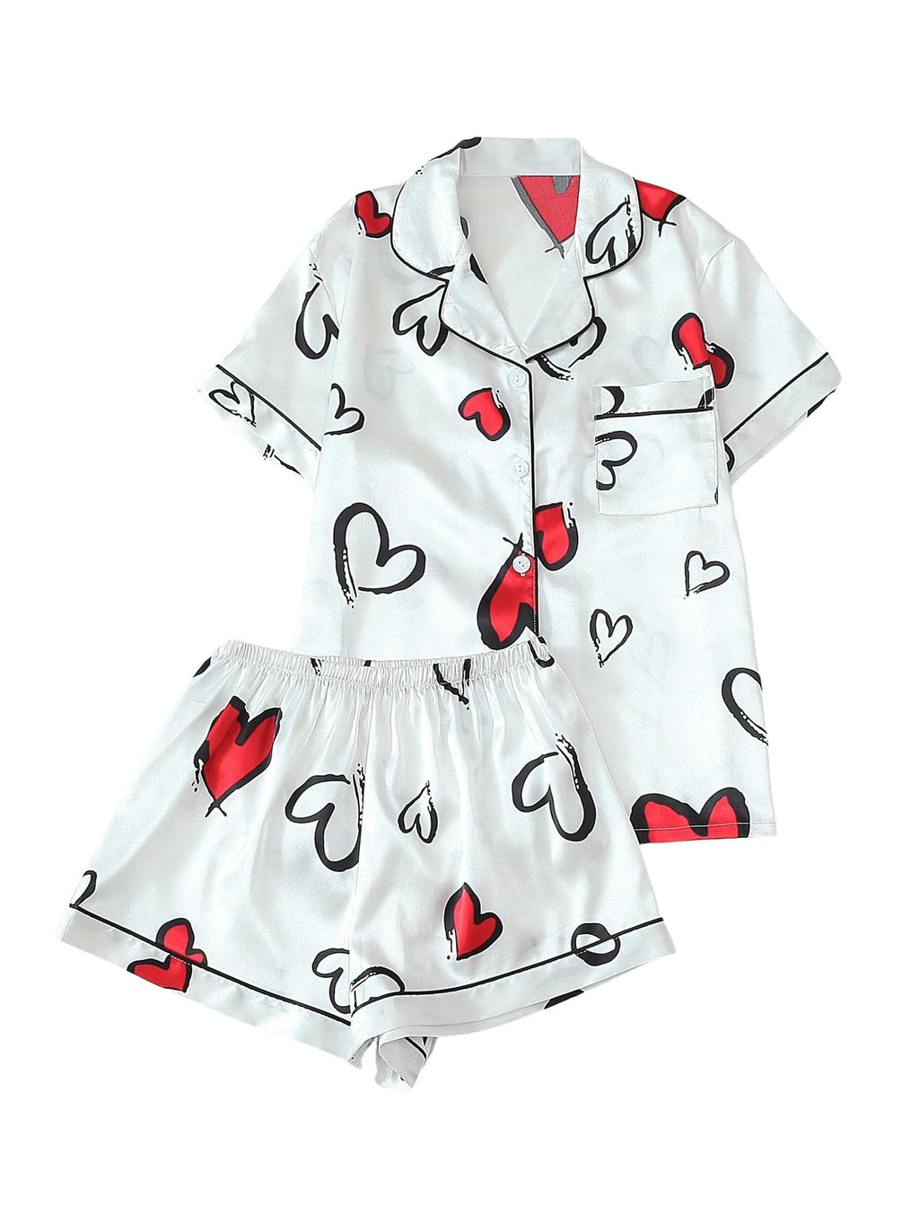 Women's Silk Satin Pajama Set Print Sleepwear Short Sleeve Button Down Pjs Shorts Cheetah Loungewear