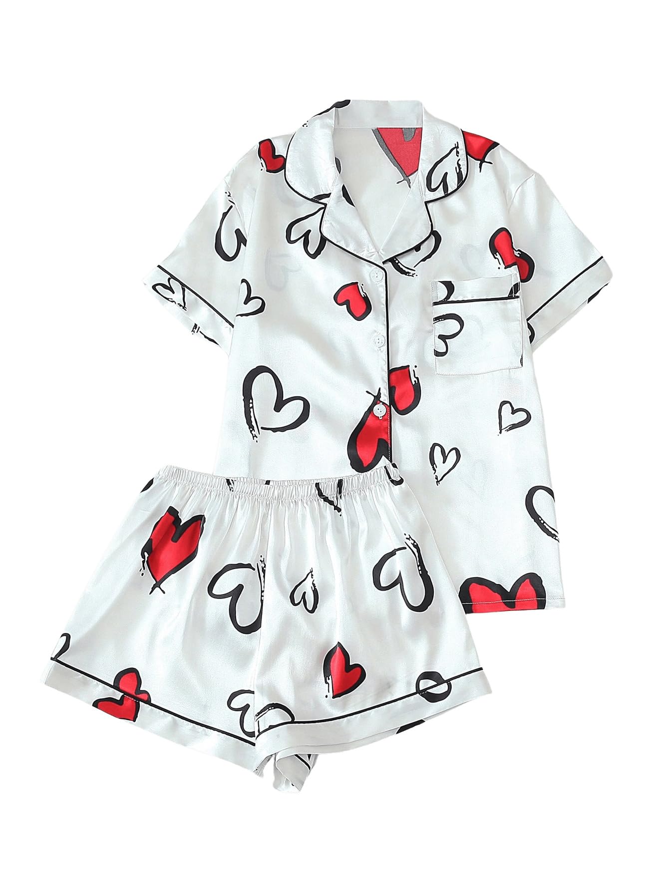 Women's Silk Satin Pajama Set Print Sleepwear Short Sleeve Button Down Pjs Shorts Cheetah Loungewear