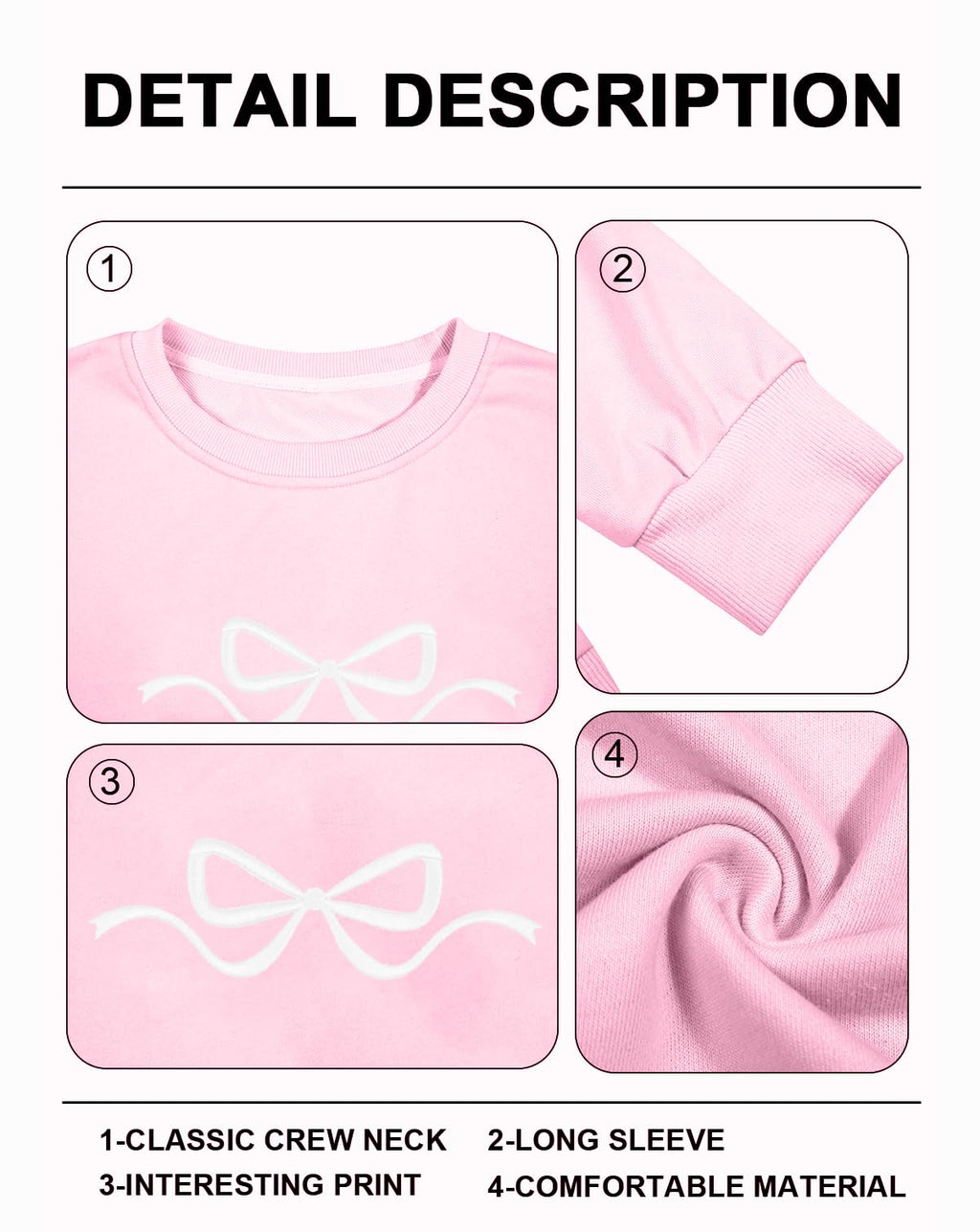 Ladies Bow Sweatshirt Coquette Sweater - Embroidered sweatshirt Clean Girl Aesthetic Shirt Fall Crewneck Pullover